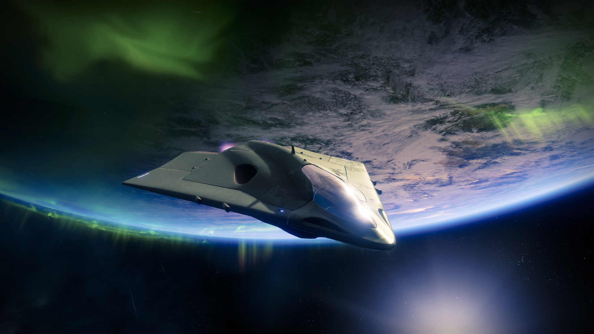 Destiny 2 spaceship over Earth with aurora HD Wallpaper