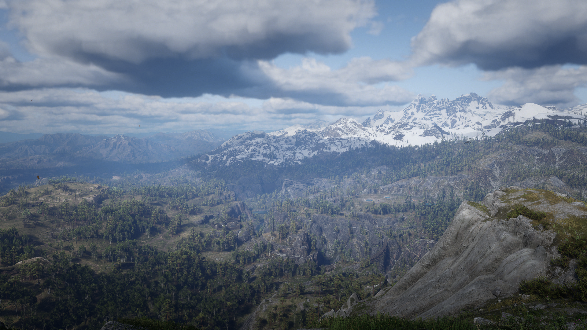 Red Dead Redemption 2 landscape with mountains and forest HD Wallpaper
