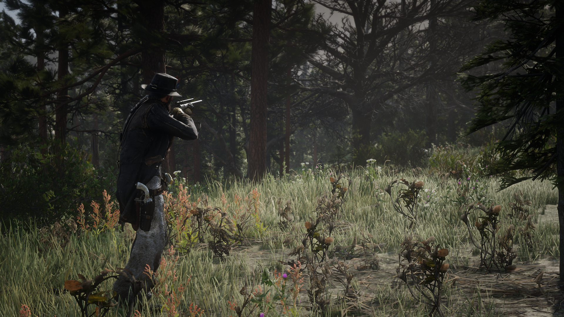 John Marston aiming a gun in Red Dead Redemption 2 HD Wallpaper
