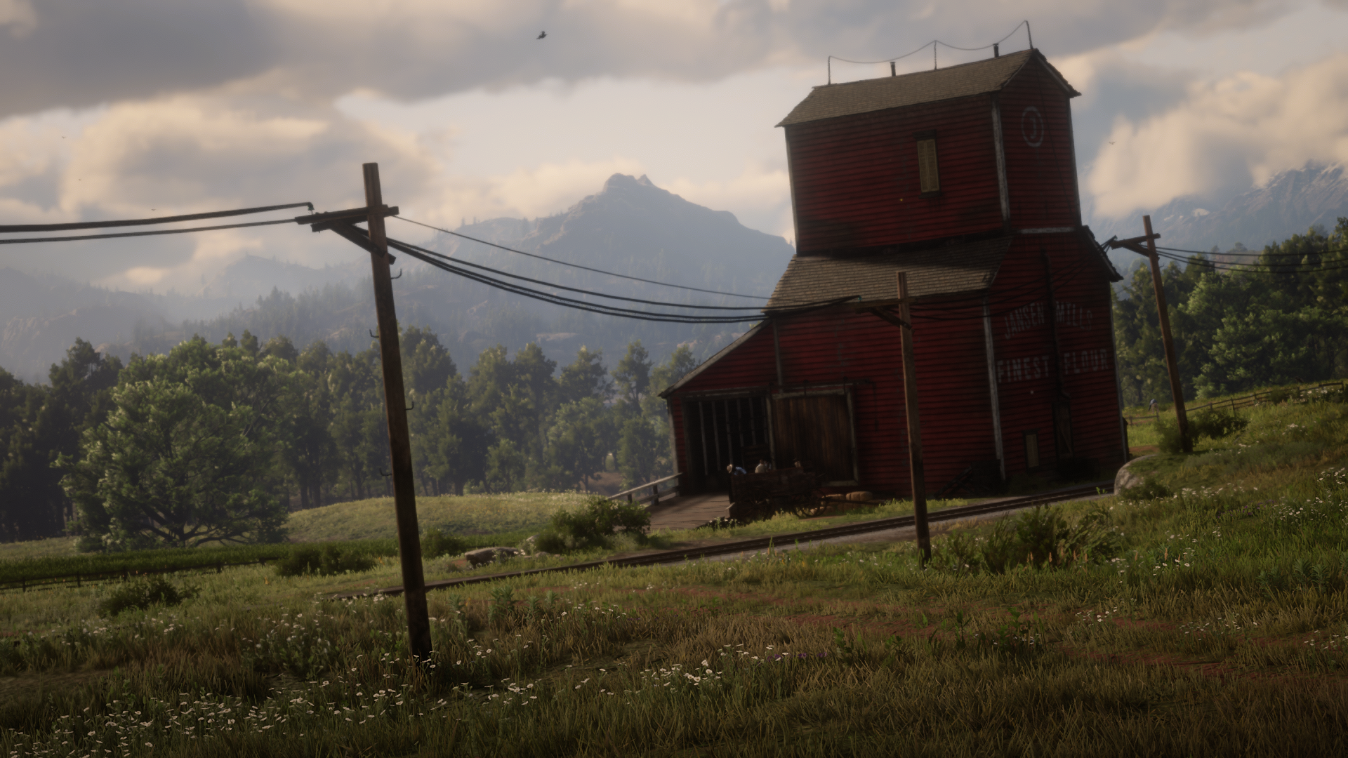 Red Dead Redemption 2 screenshot of a grain elevator HD Wallpaper