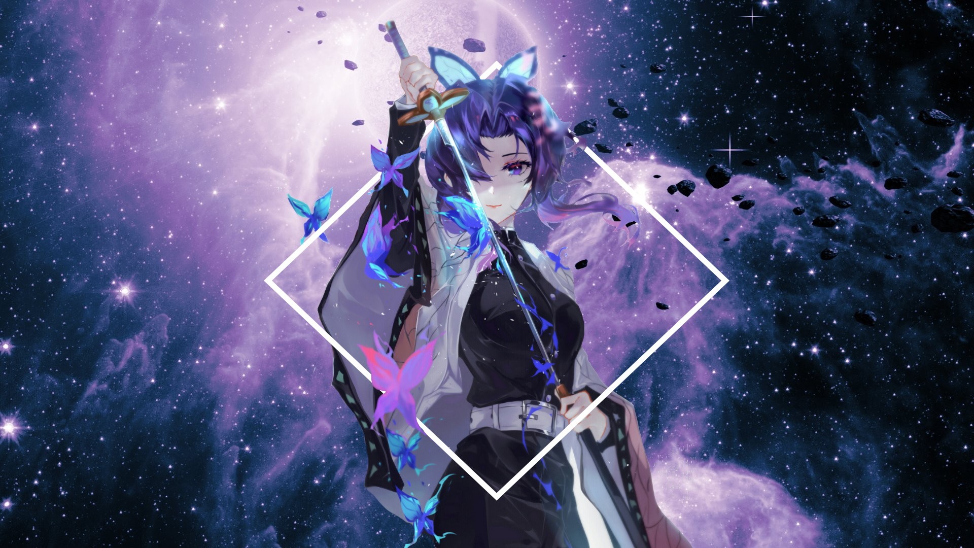 Kochou Shinobu from Kimetsu no Yaiba in Space HD Wallpaper
