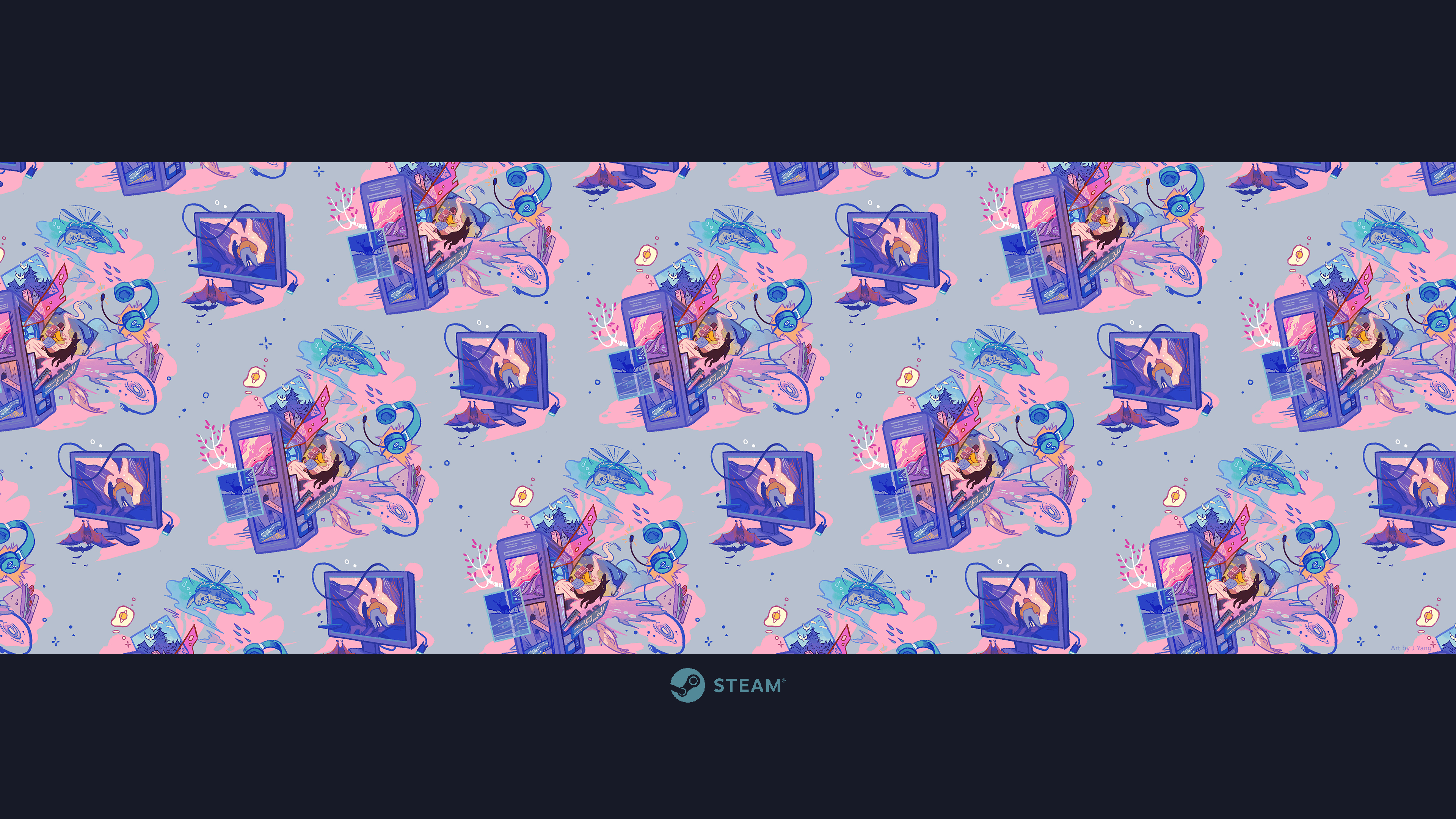 4K Computer and Video Game Art with Steam Logo HD Wallpaper