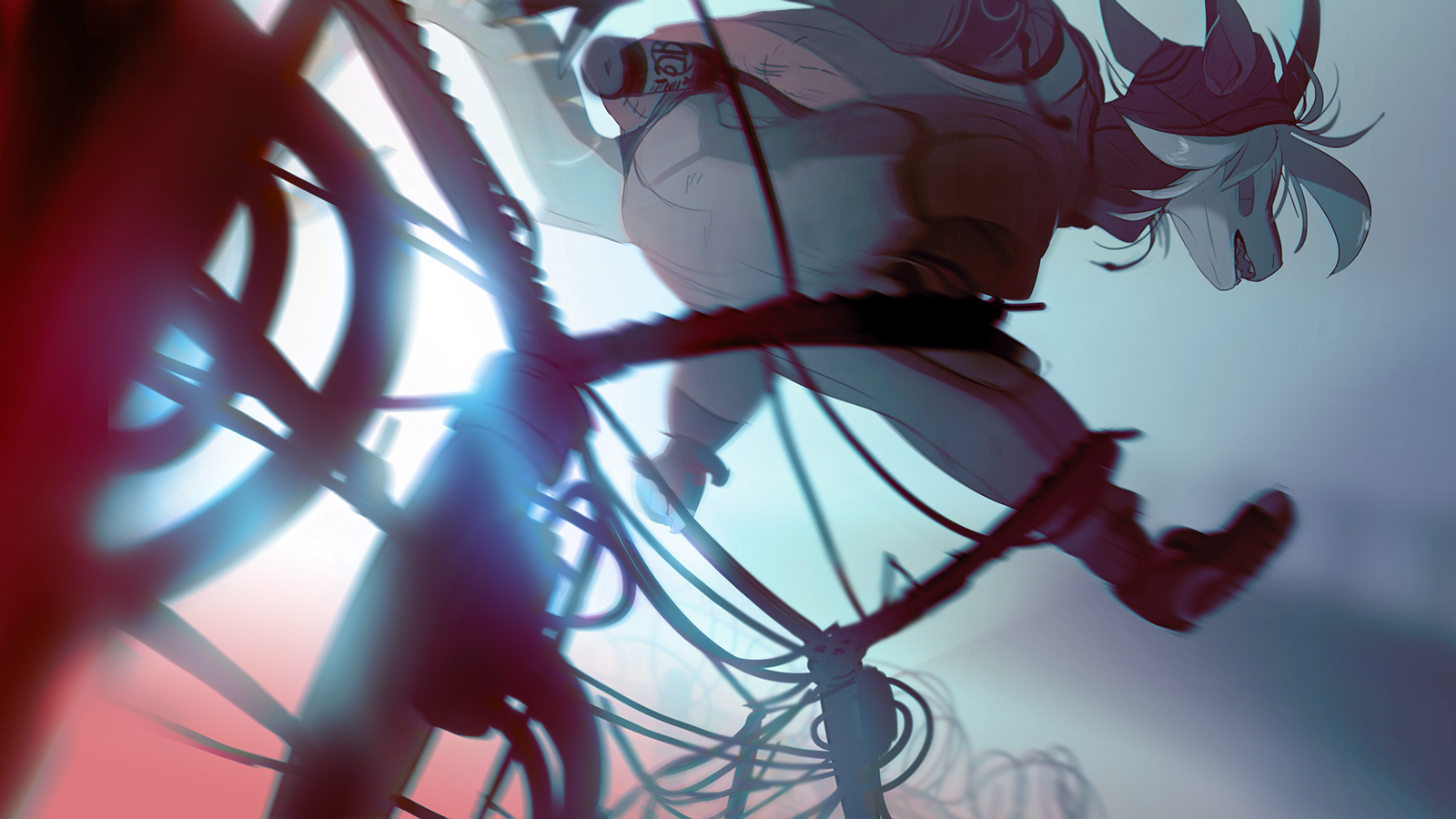 Anthro shark character in a futuristic environment HD Wallpaper