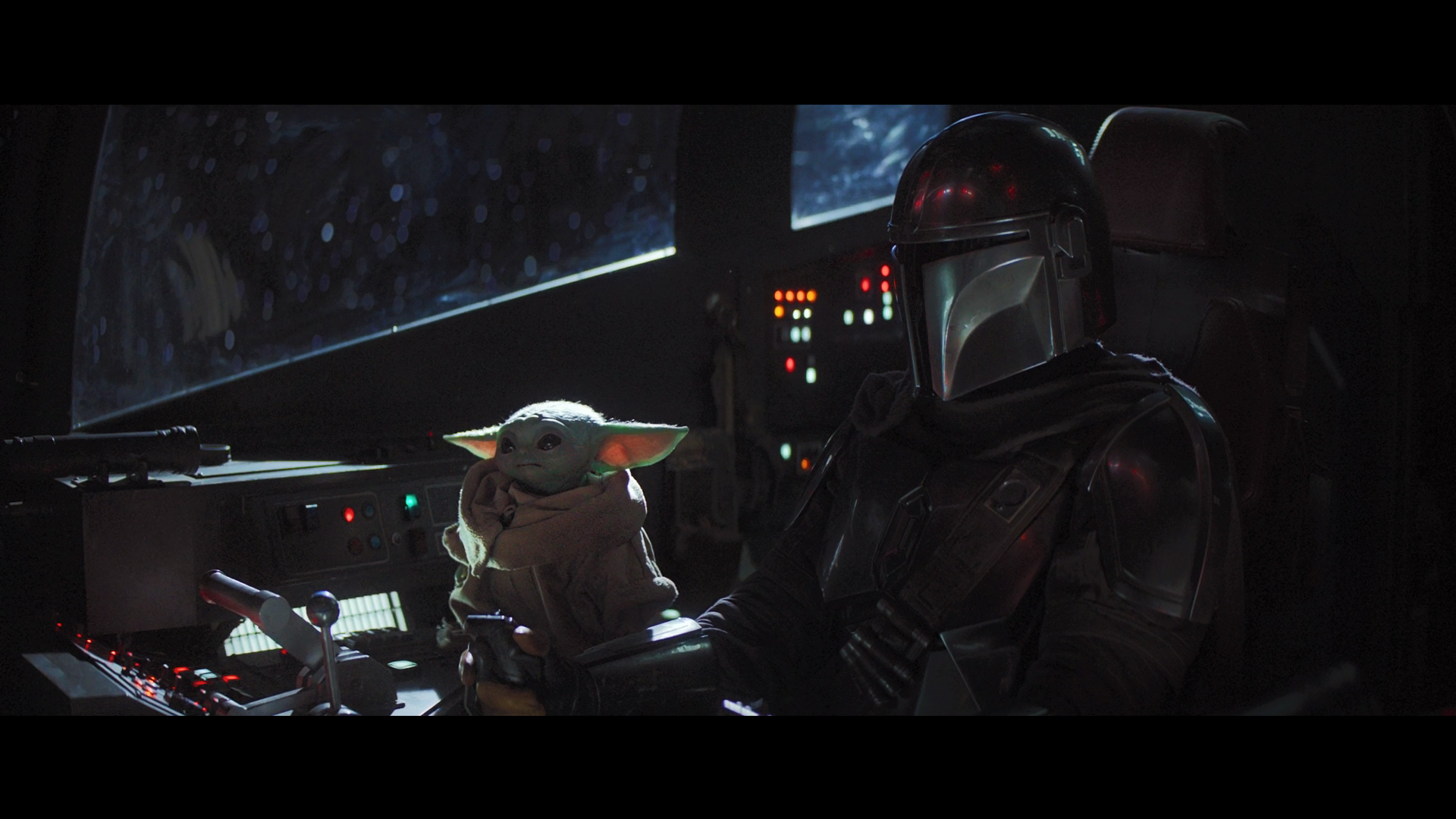 The Mandalorian and Grogu in the cockpit HD Wallpaper