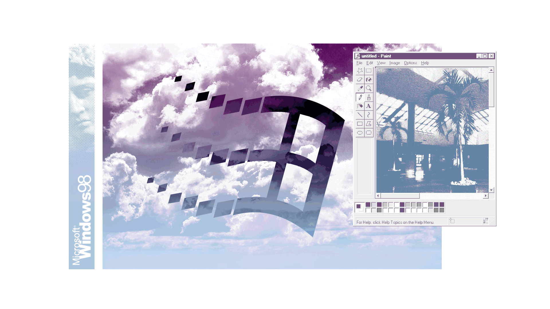 Microsoft Windows 98 Paint application with cloud background HD Wallpaper