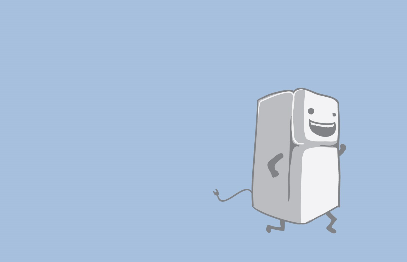 Running cartoon fridge with a plug tail HD Wallpaper