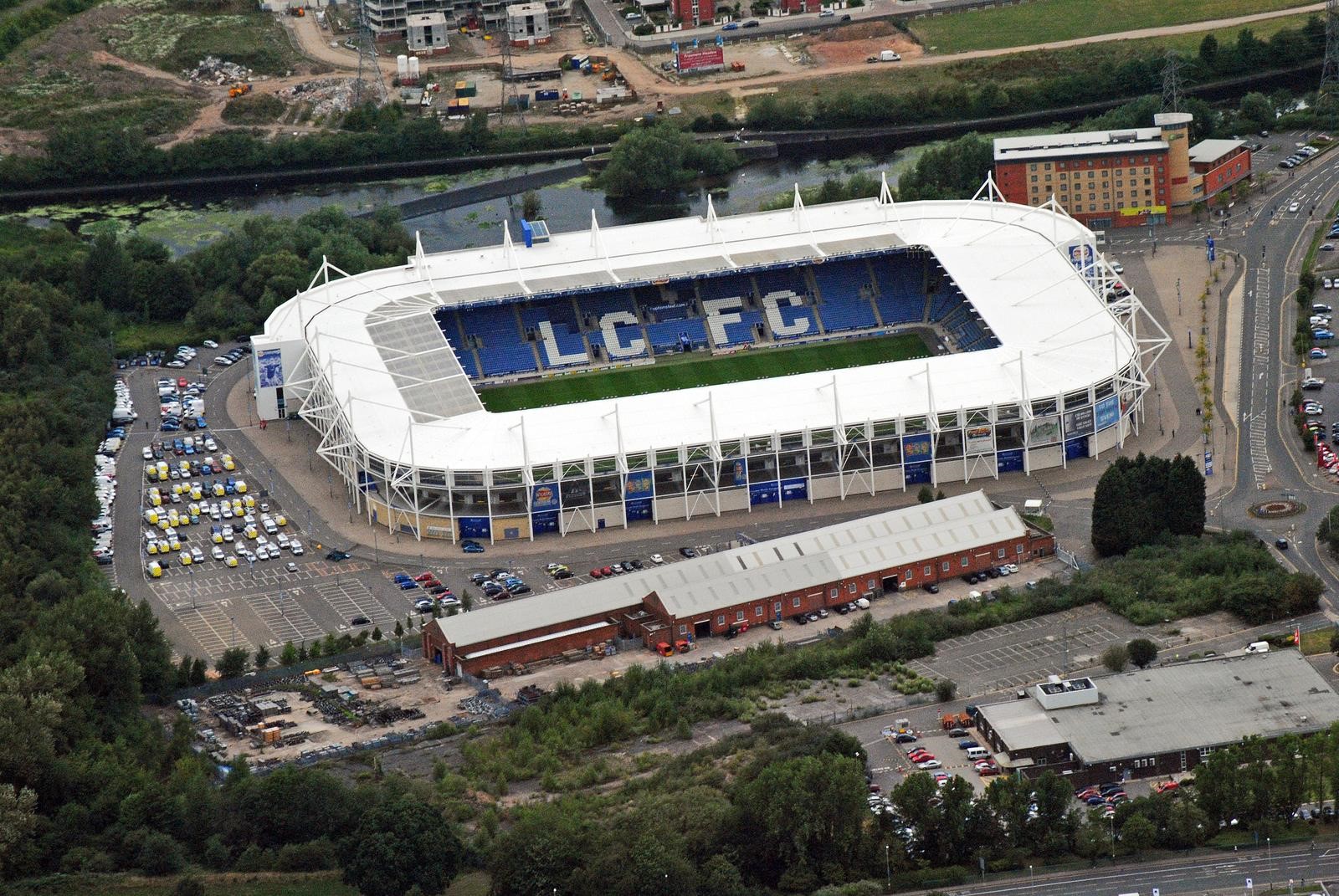 Aerial view of King Power Stadium, home of Leicester City F.C. HD Wallpaper