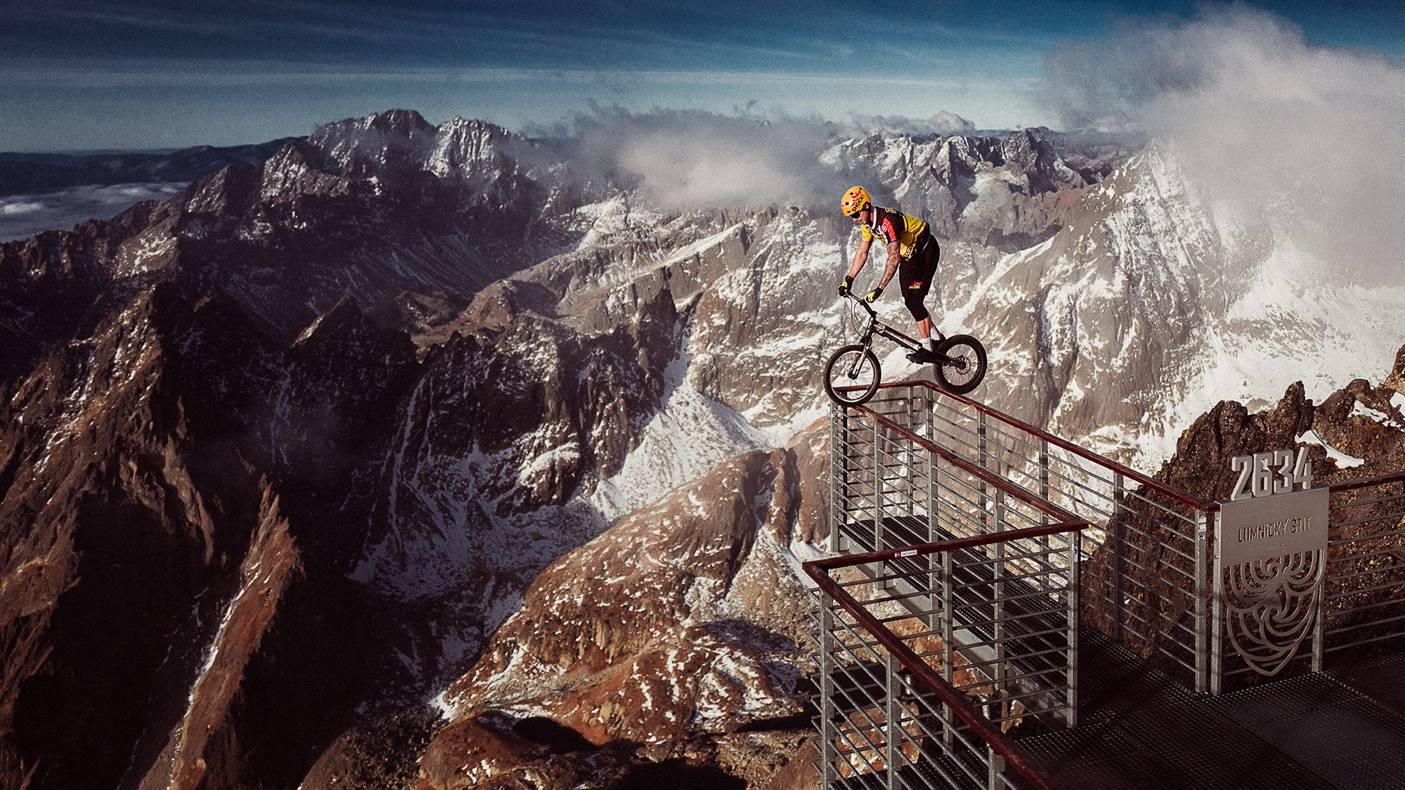 Biker on Lomnický štít in Slovakia HD Wallpaper