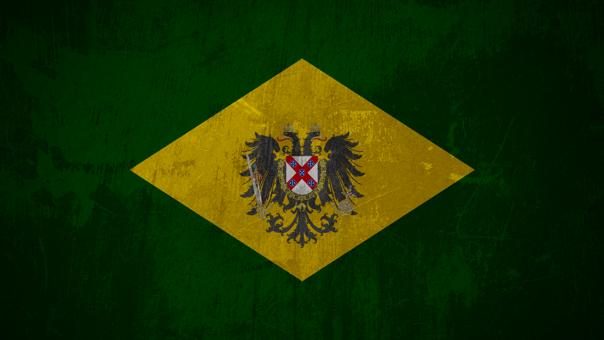 Flag of the Empire of Brazil with double-headed eagle emblem HD Wallpaper