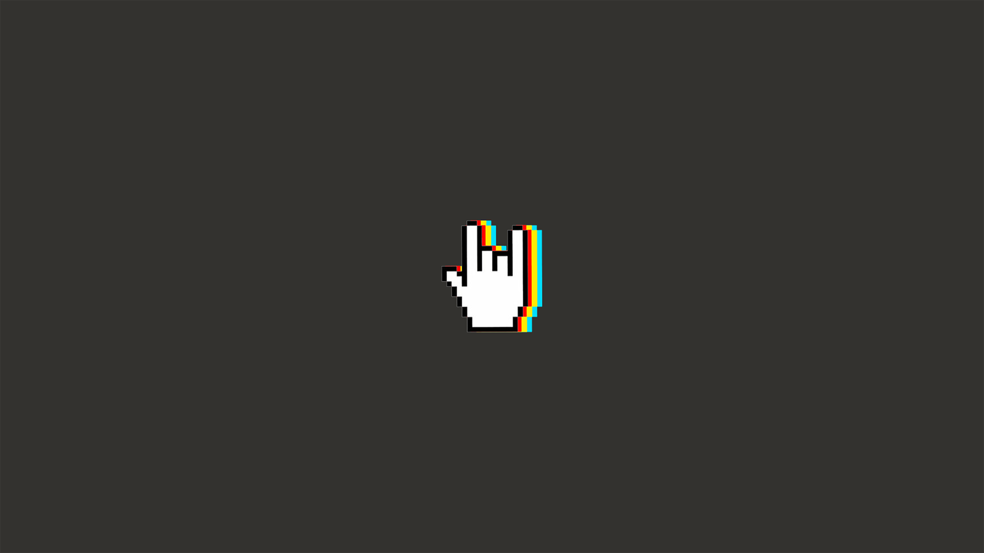 Pixelated hand cursor with rock gesture HD Wallpaper