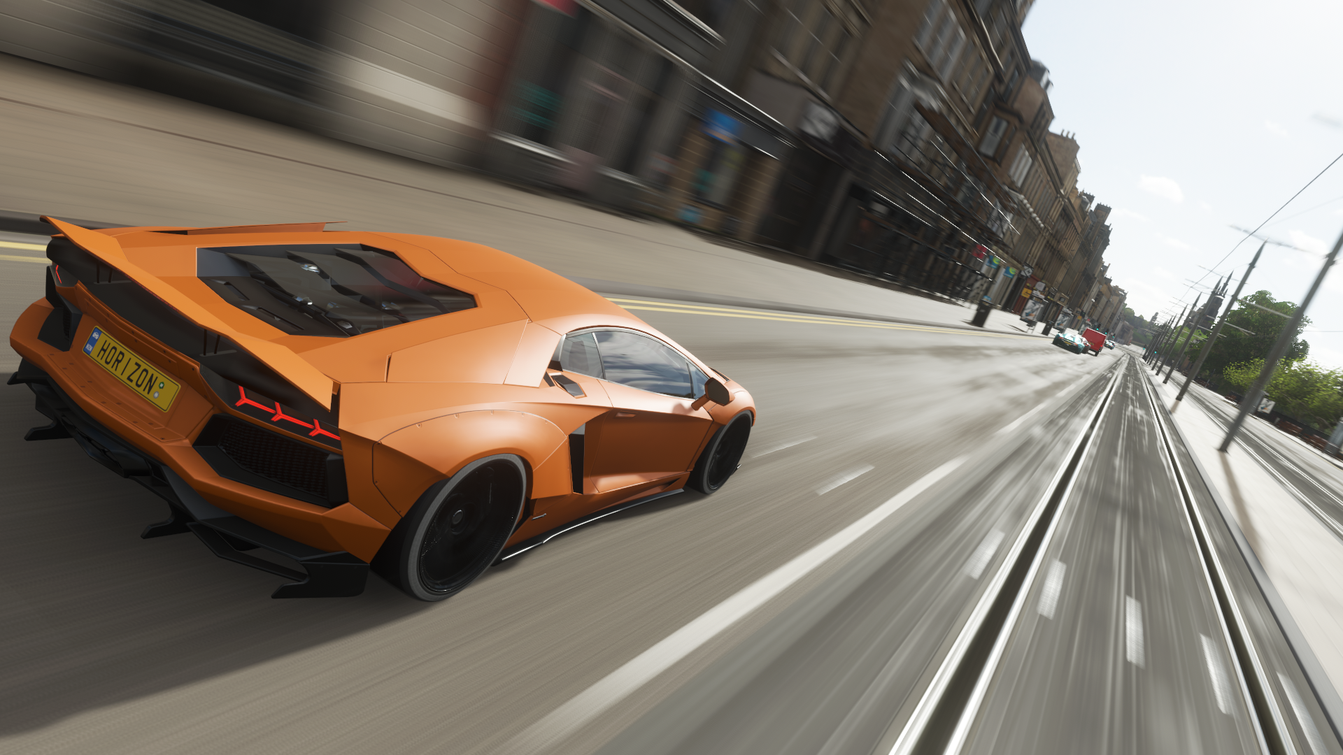 Forza Horizon 4: Lamborghini Aventador Driving on City Street HD Wallpaper