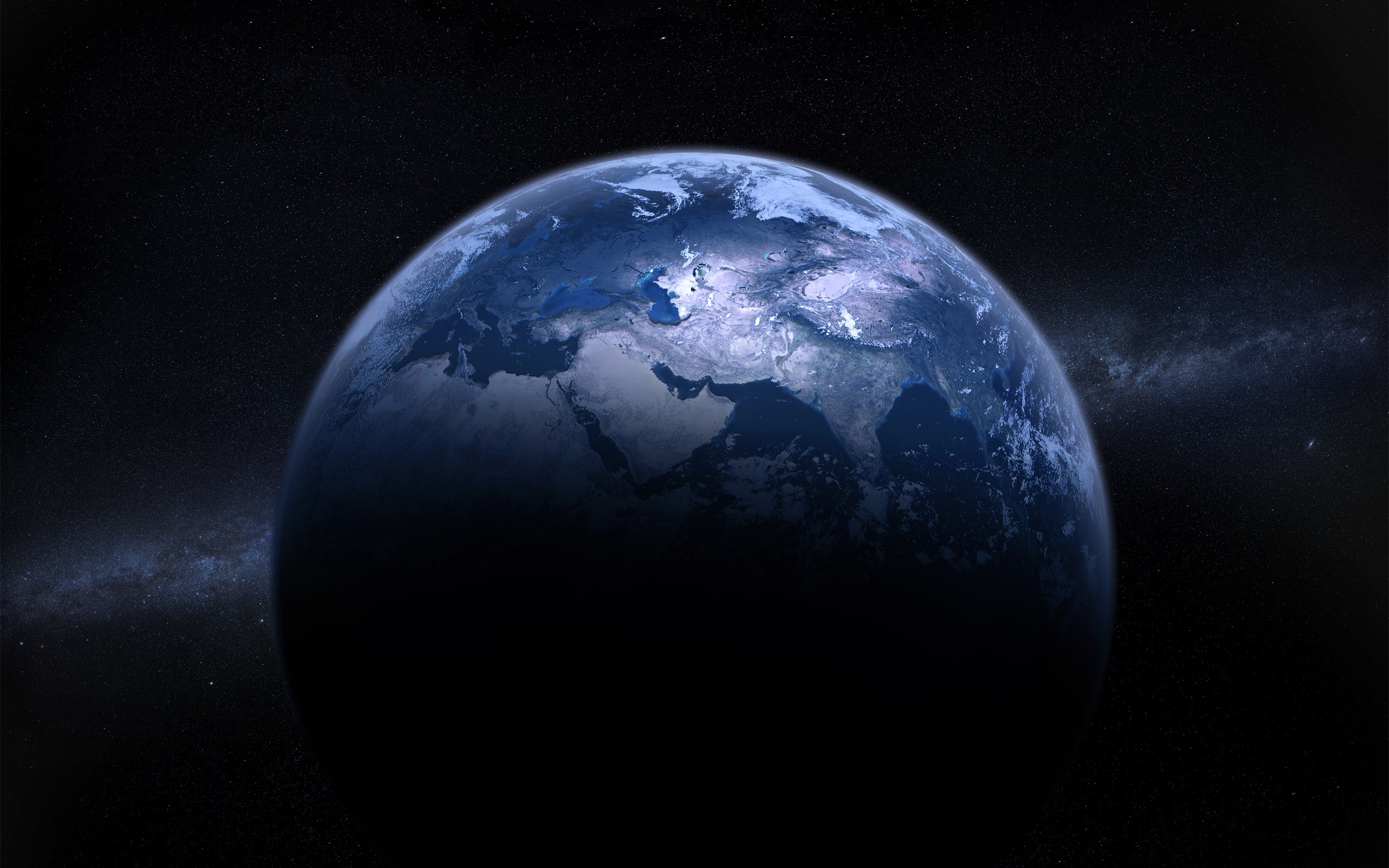 Earth from space with stars and galaxy HD Wallpaper