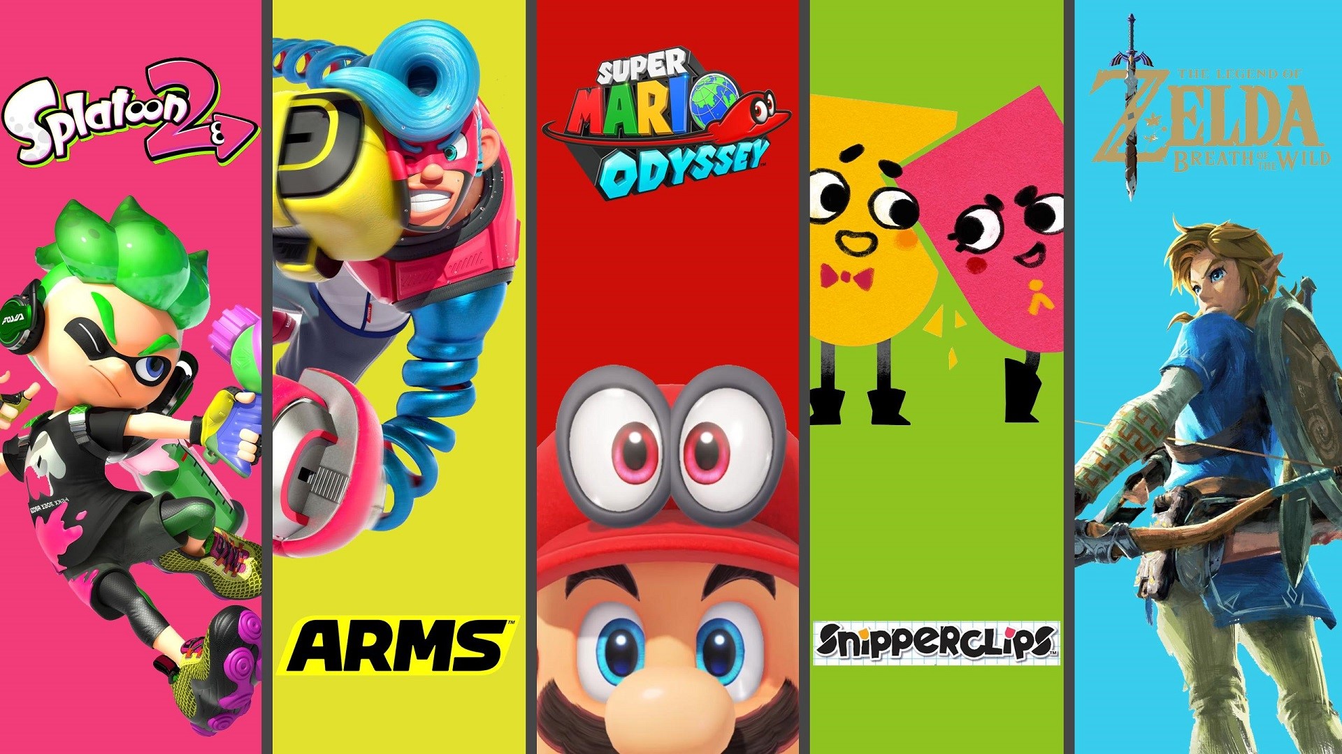 Splatoon 2, ARMS, Super Mario Odyssey, Snipperclips, Zelda HD Wallpaper