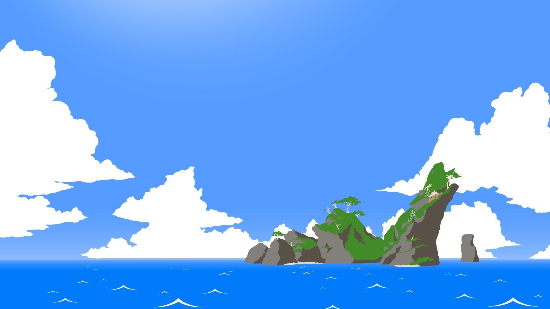 Island in the ocean with clouds HD Wallpaper