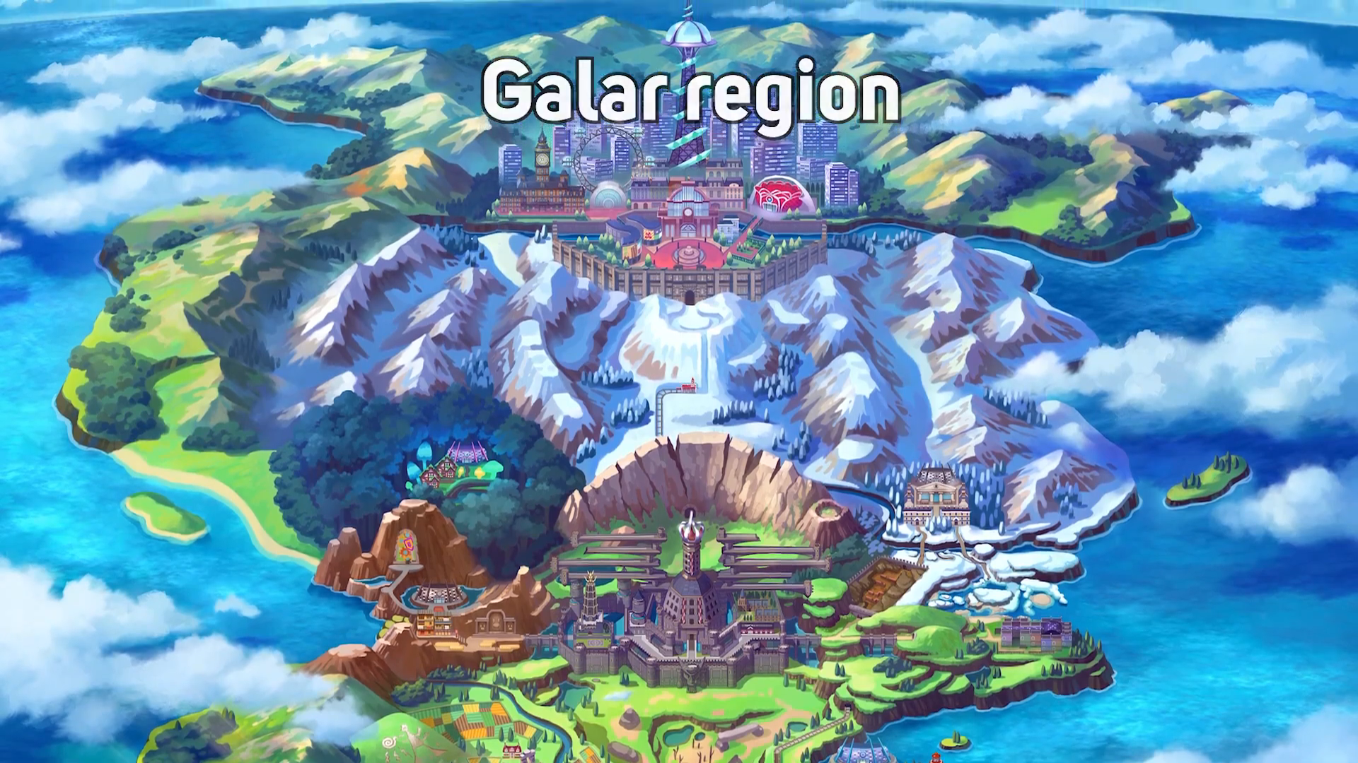 Galar region map from Pokémon Sword and Shield HD Wallpaper