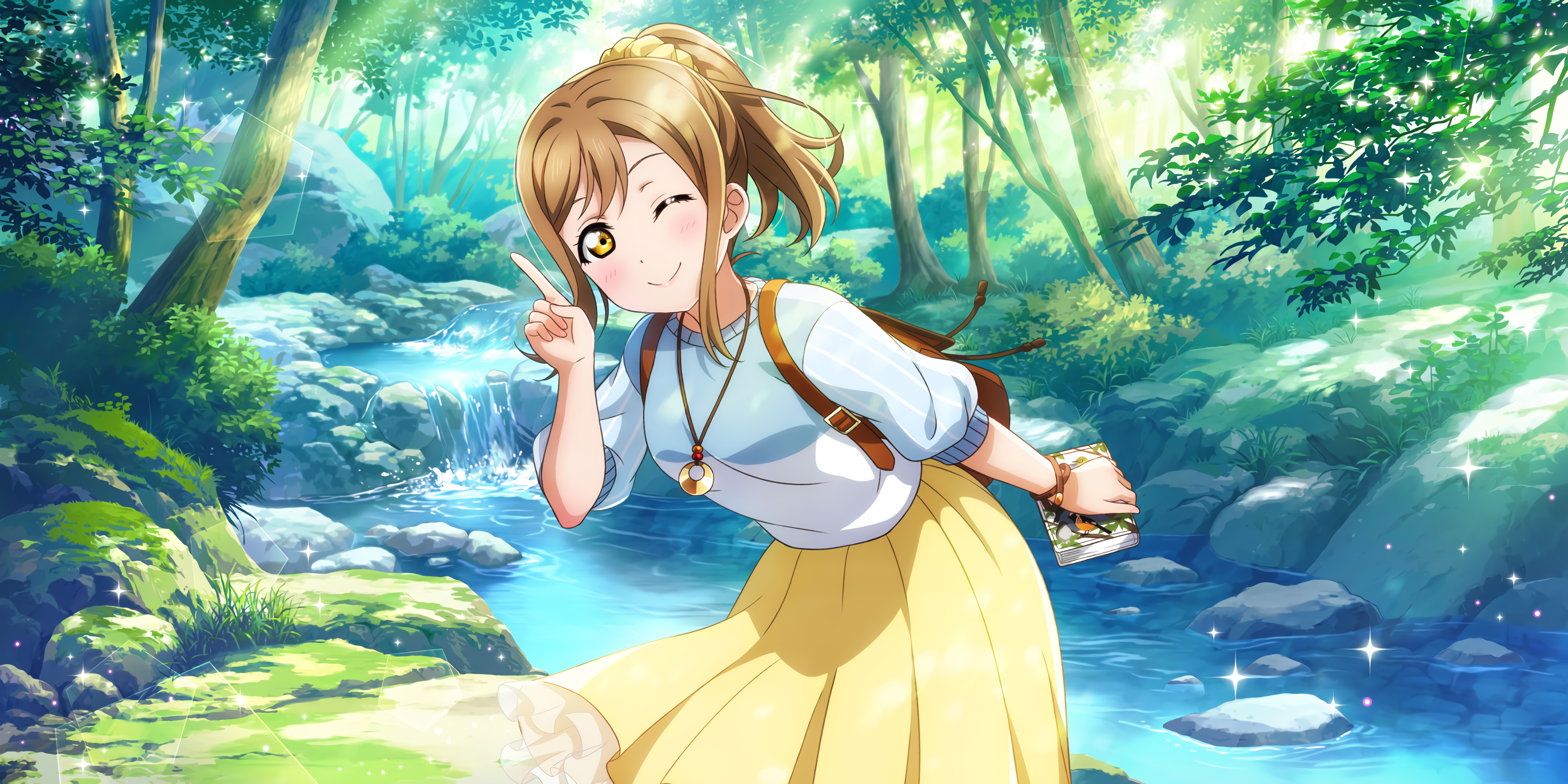 Kunikida Hanamaru from Love Live! Sunshine!! in a forest HD Wallpaper