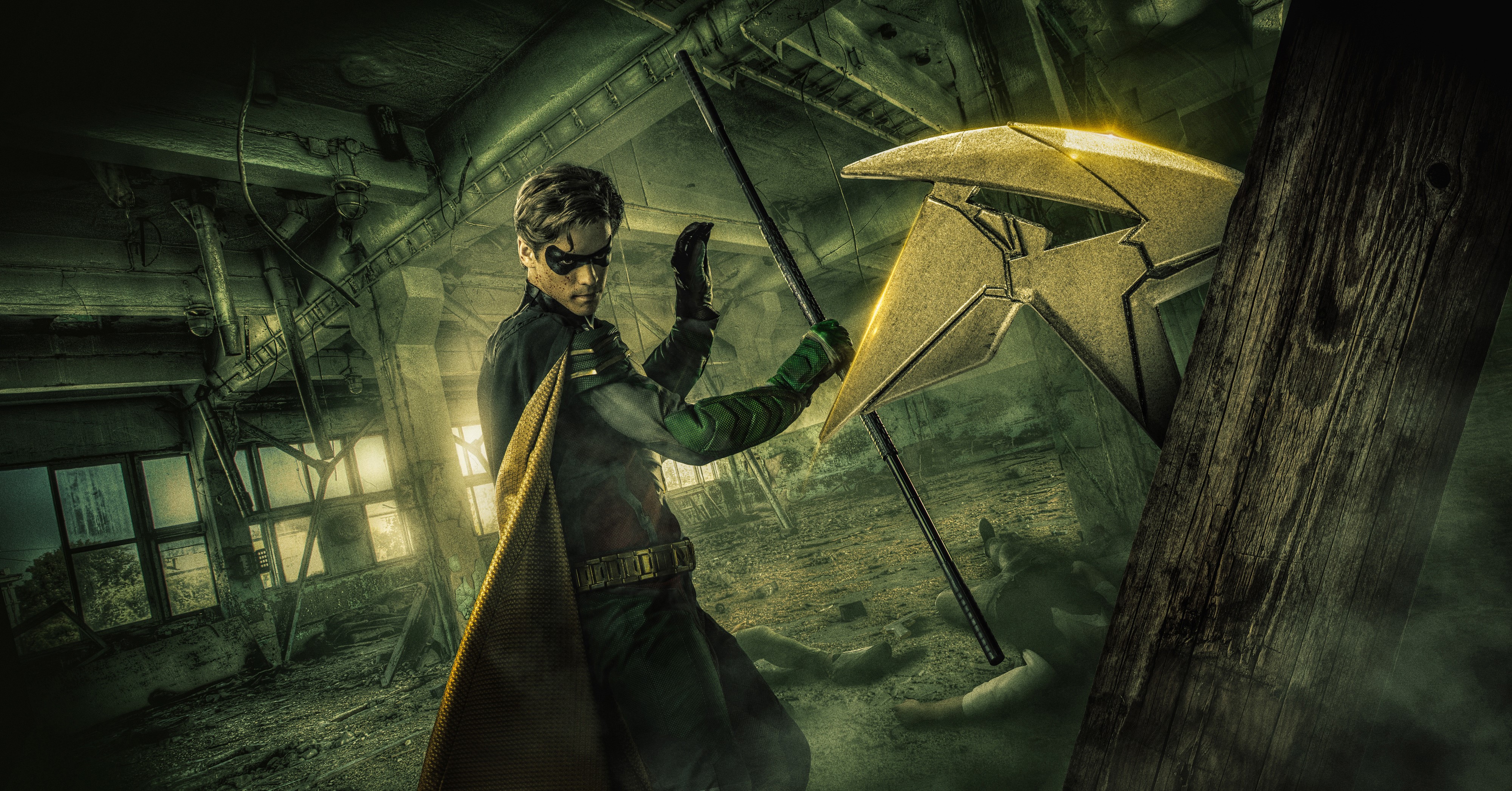 Robin from Teen Titans in abandoned building HD Wallpaper