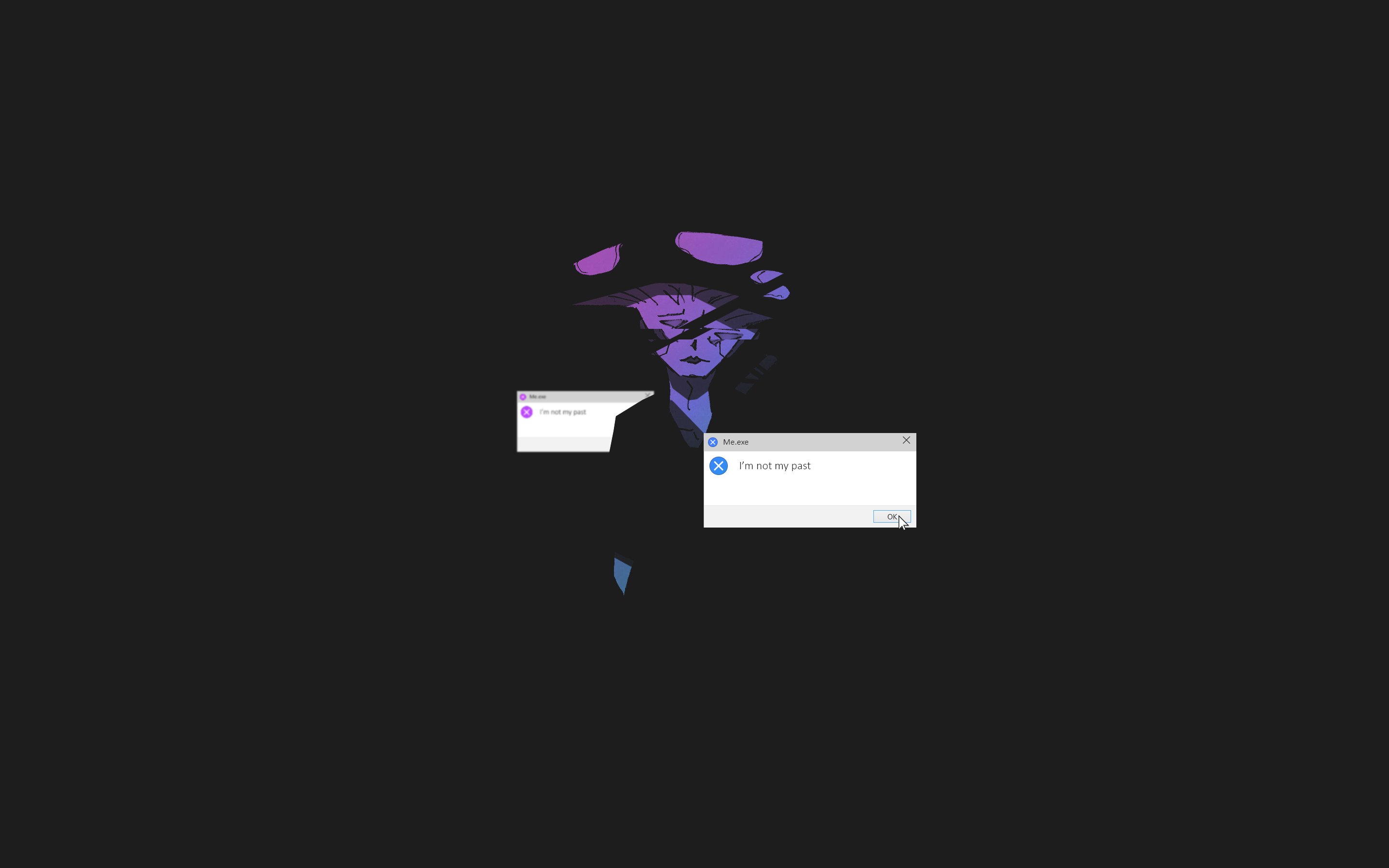 Anime character with glitch effect and error messages HD Wallpaper