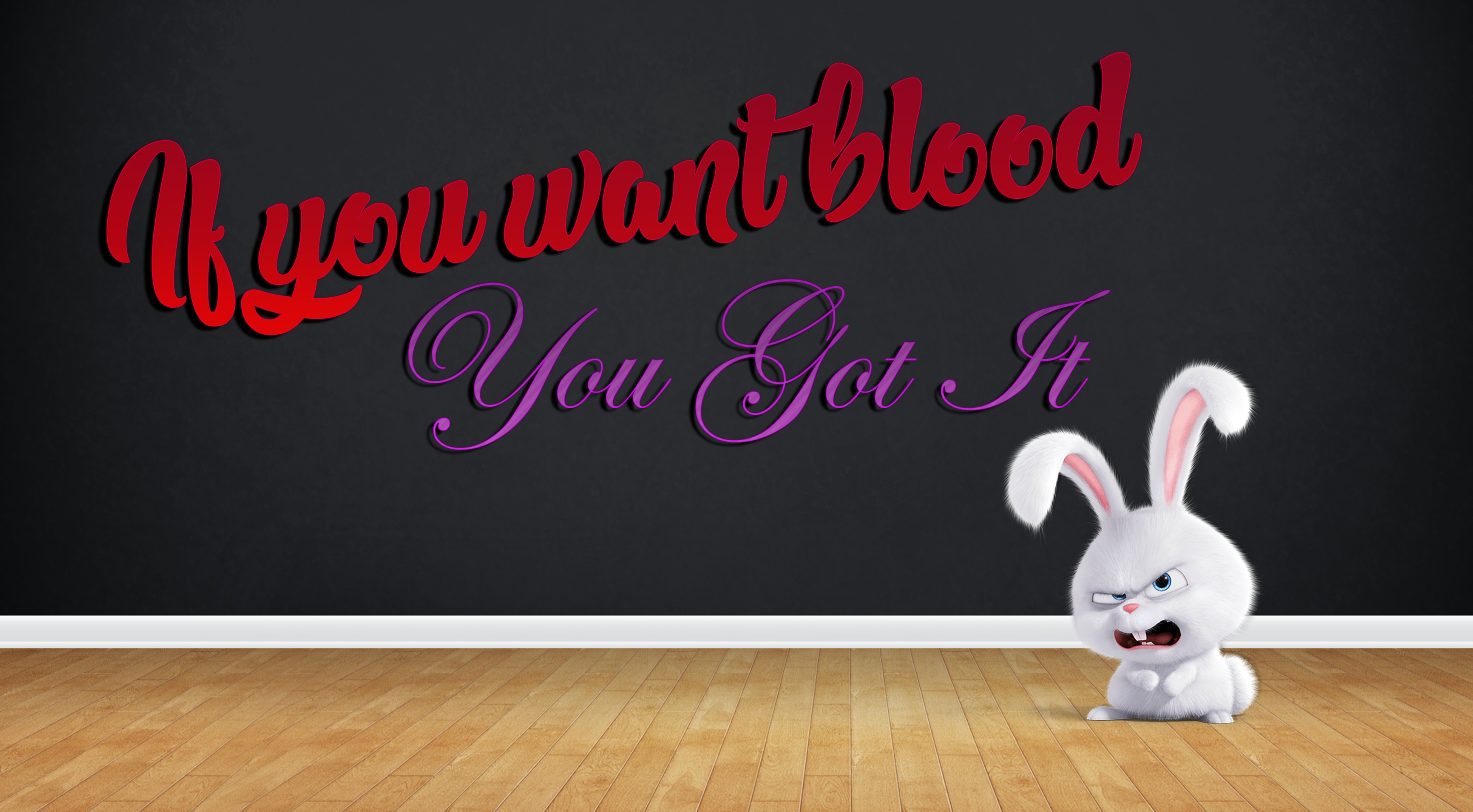 Snowball from The Secret Life of Pets with AC-DC text HD Wallpaper