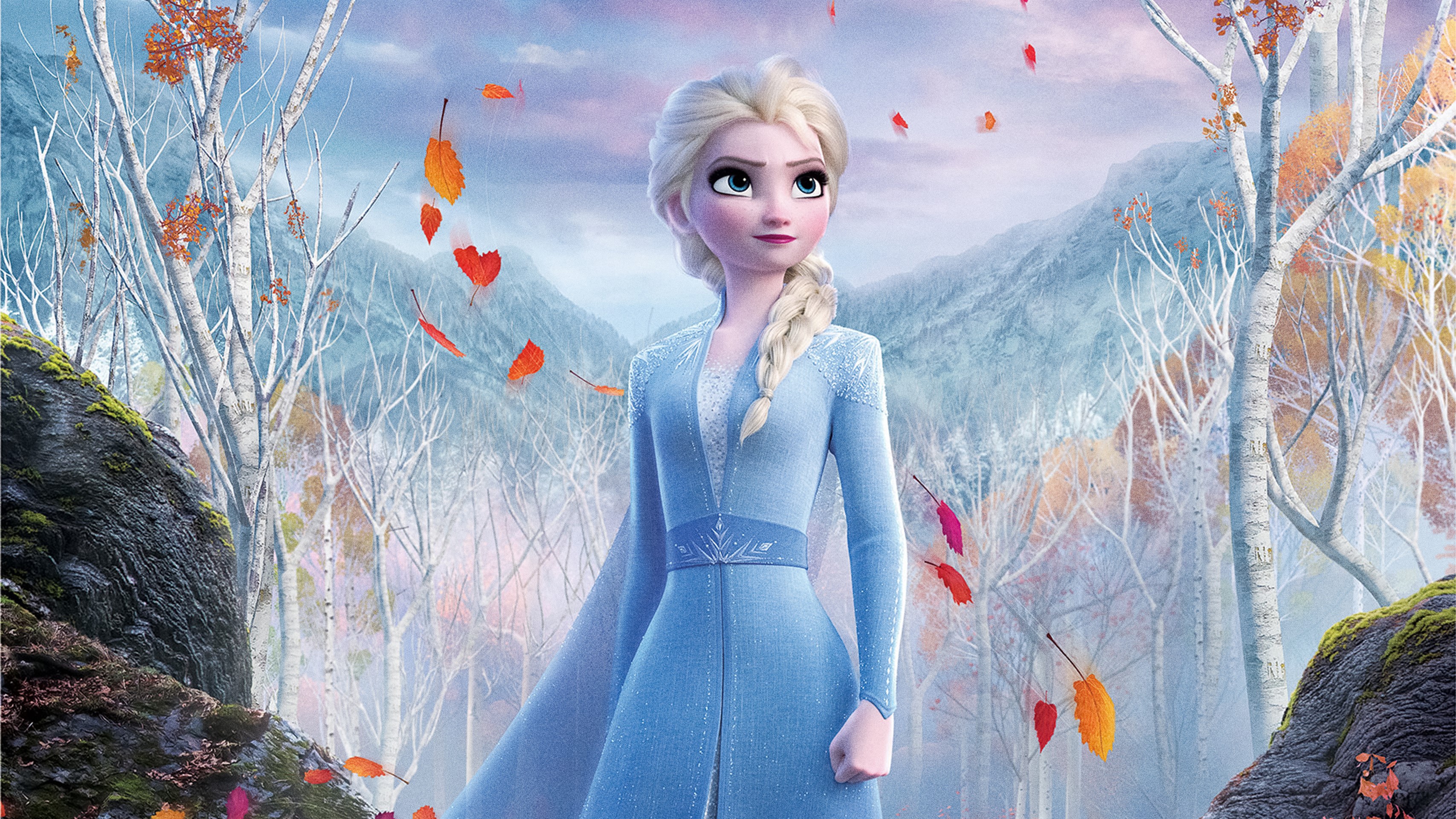 Elsa in Enchanted Winter Forest from Frozen 2 HD Wallpaper