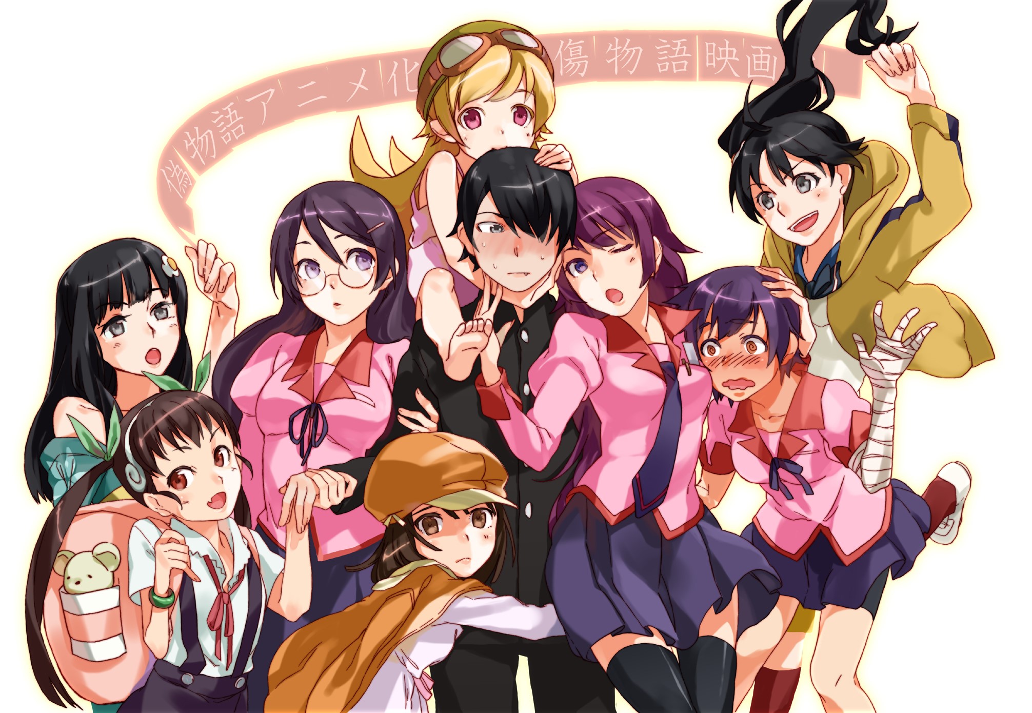 Monogatari Series characters fan art HD Wallpaper