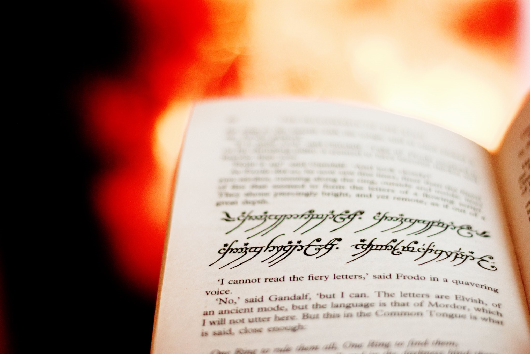 The Lord of the Rings Book with Elvish Script HD Wallpaper