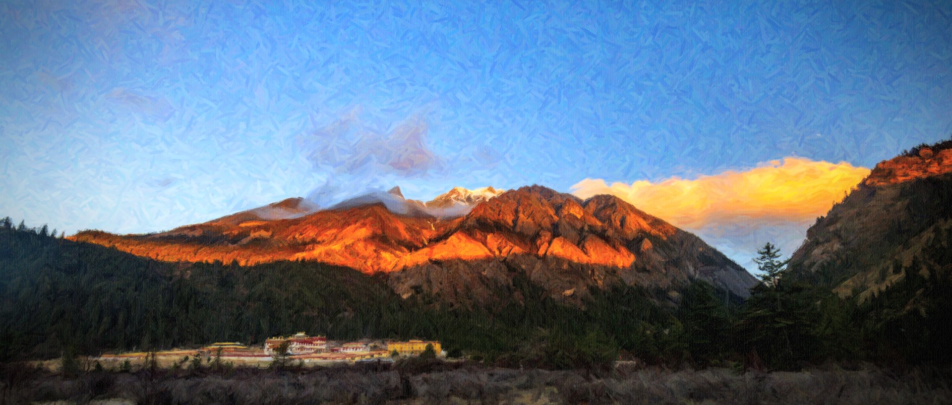 Mountains in Sichuan, Asia at sunset HD Wallpaper
