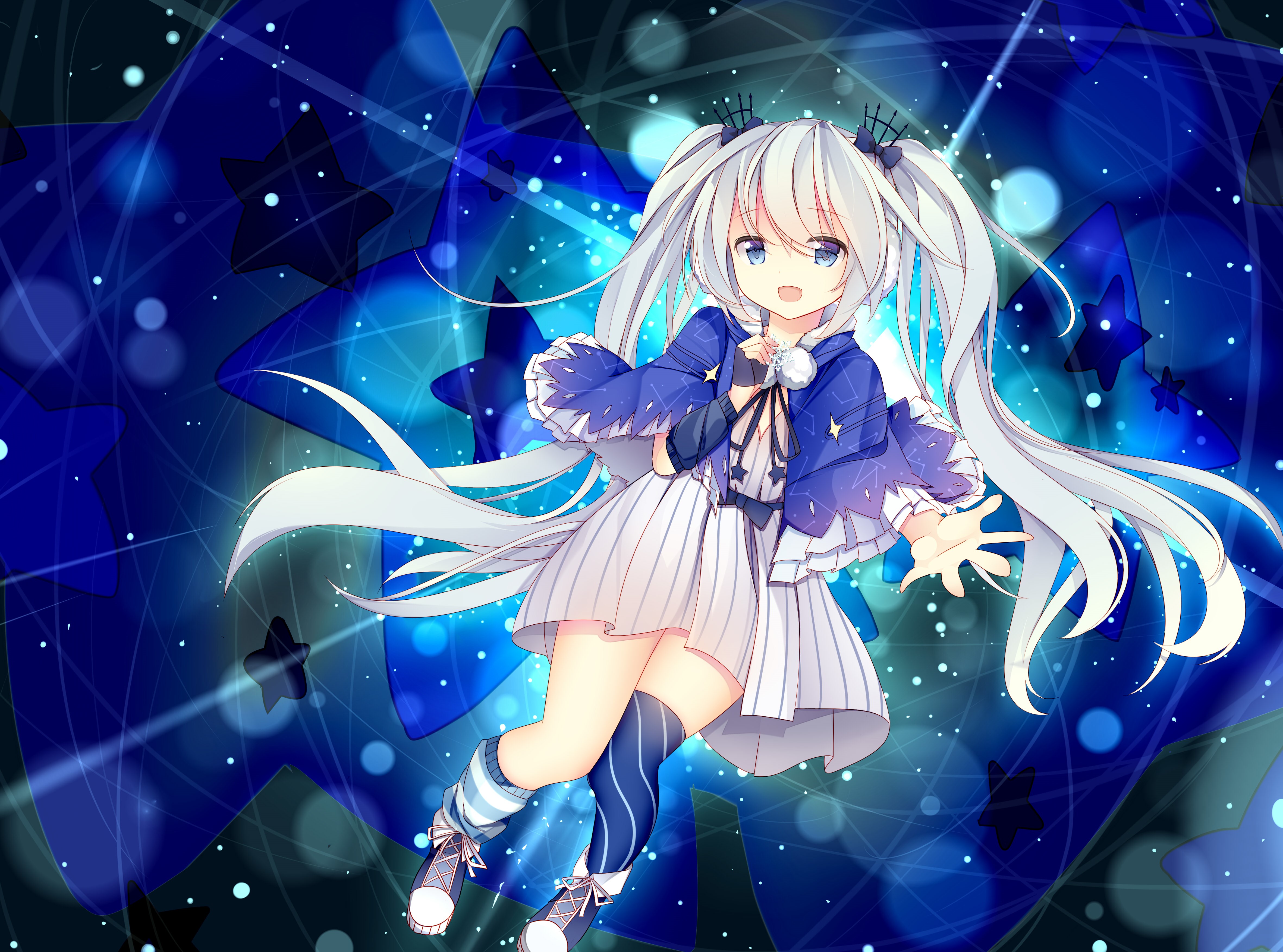 Hatsune Miku from Vocaloid in a blue outfit HD Wallpaper