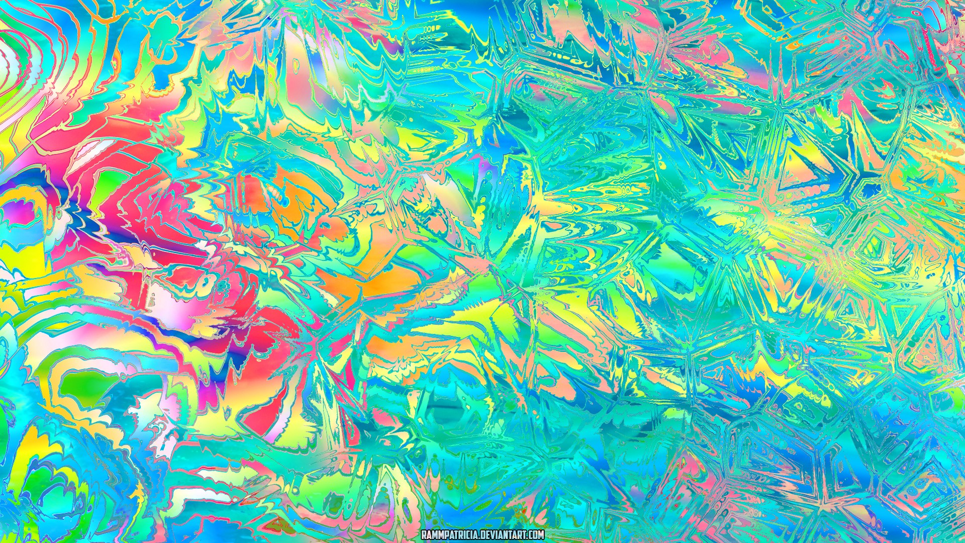 Abstract colorful digital art with cyan hues HD Wallpaper
