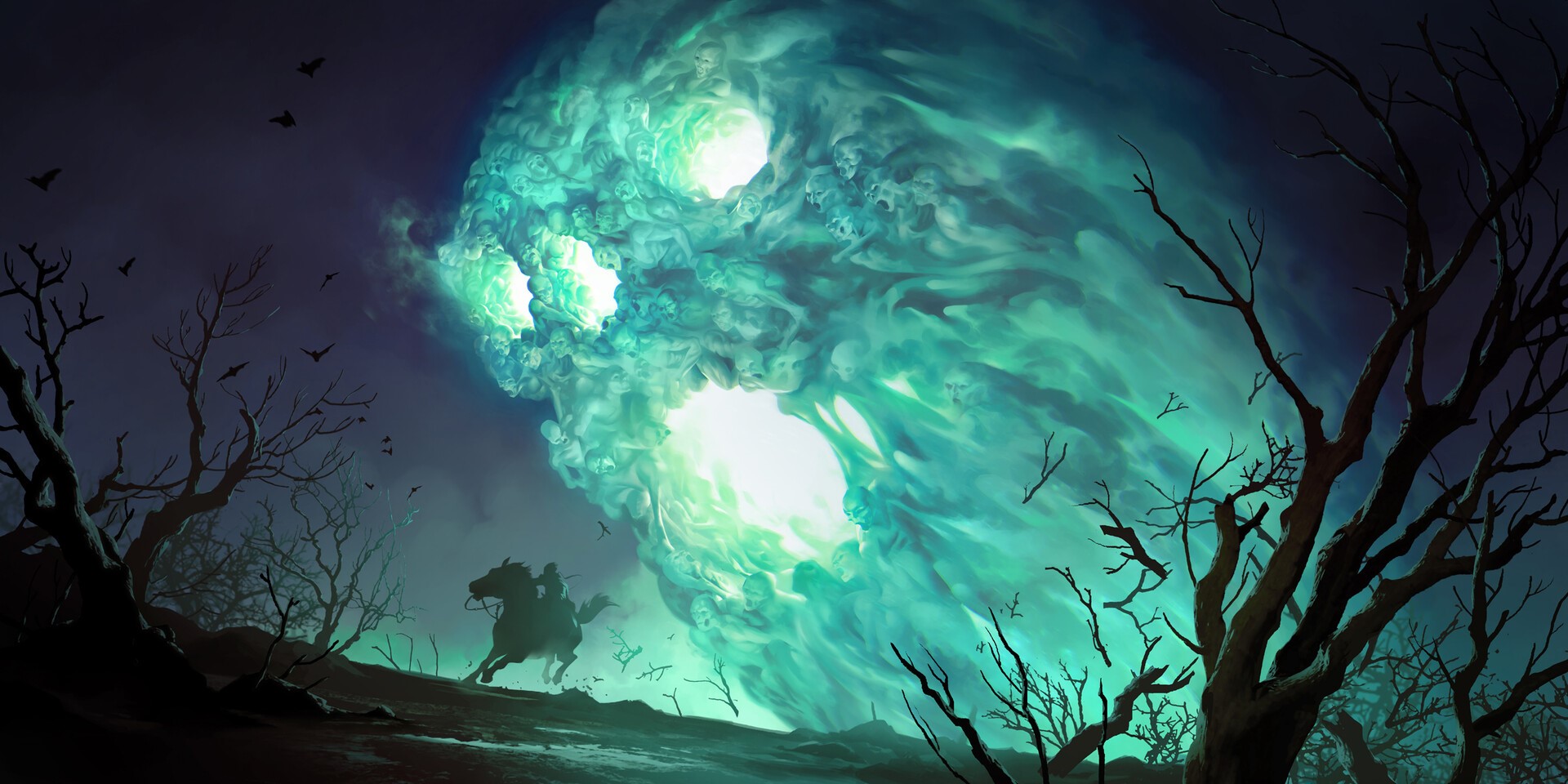 Ghostly Swirl with Rider in Runeterra Artwork HD Wallpaper