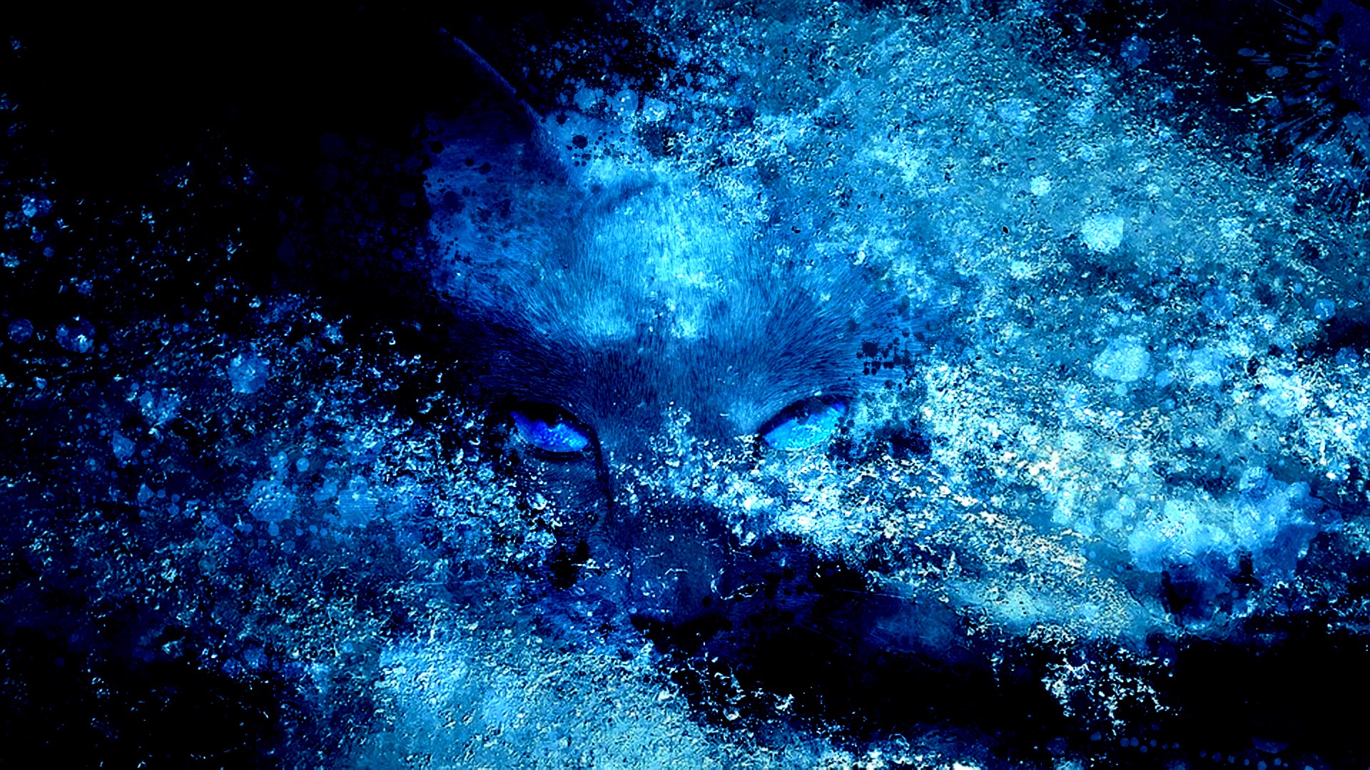 Blue wolf with glowing eyes in ice HD Wallpaper