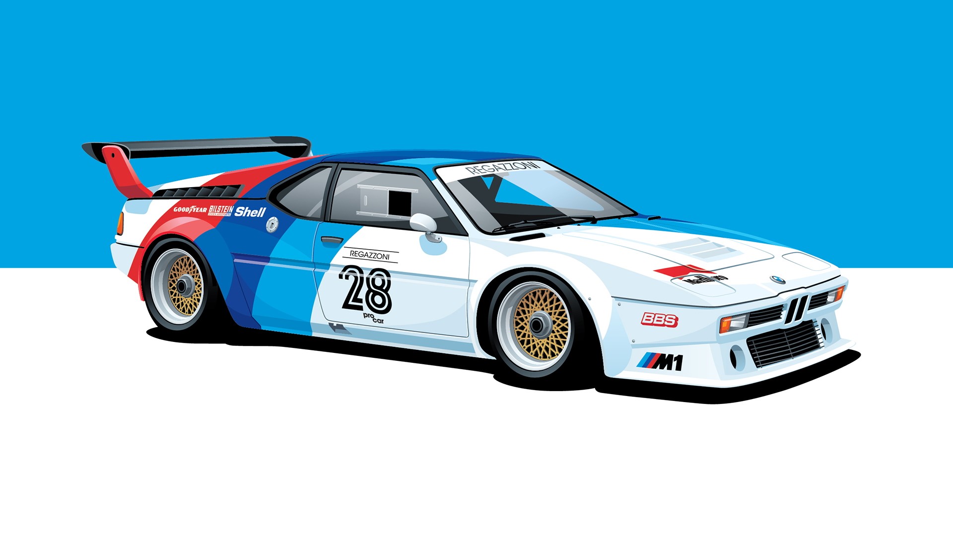 BMW M1 Procar race car with racing livery HD Wallpaper