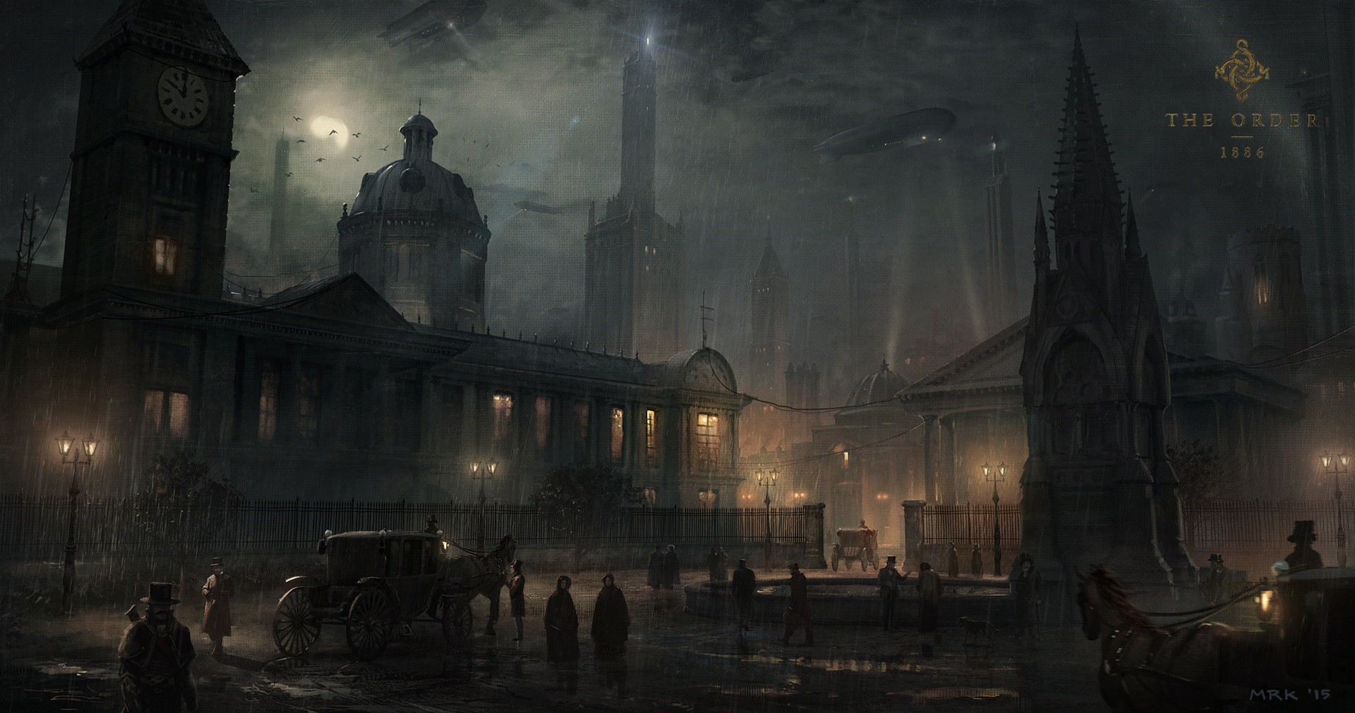 The Order: 1886 cityscape at night with rain HD Wallpaper