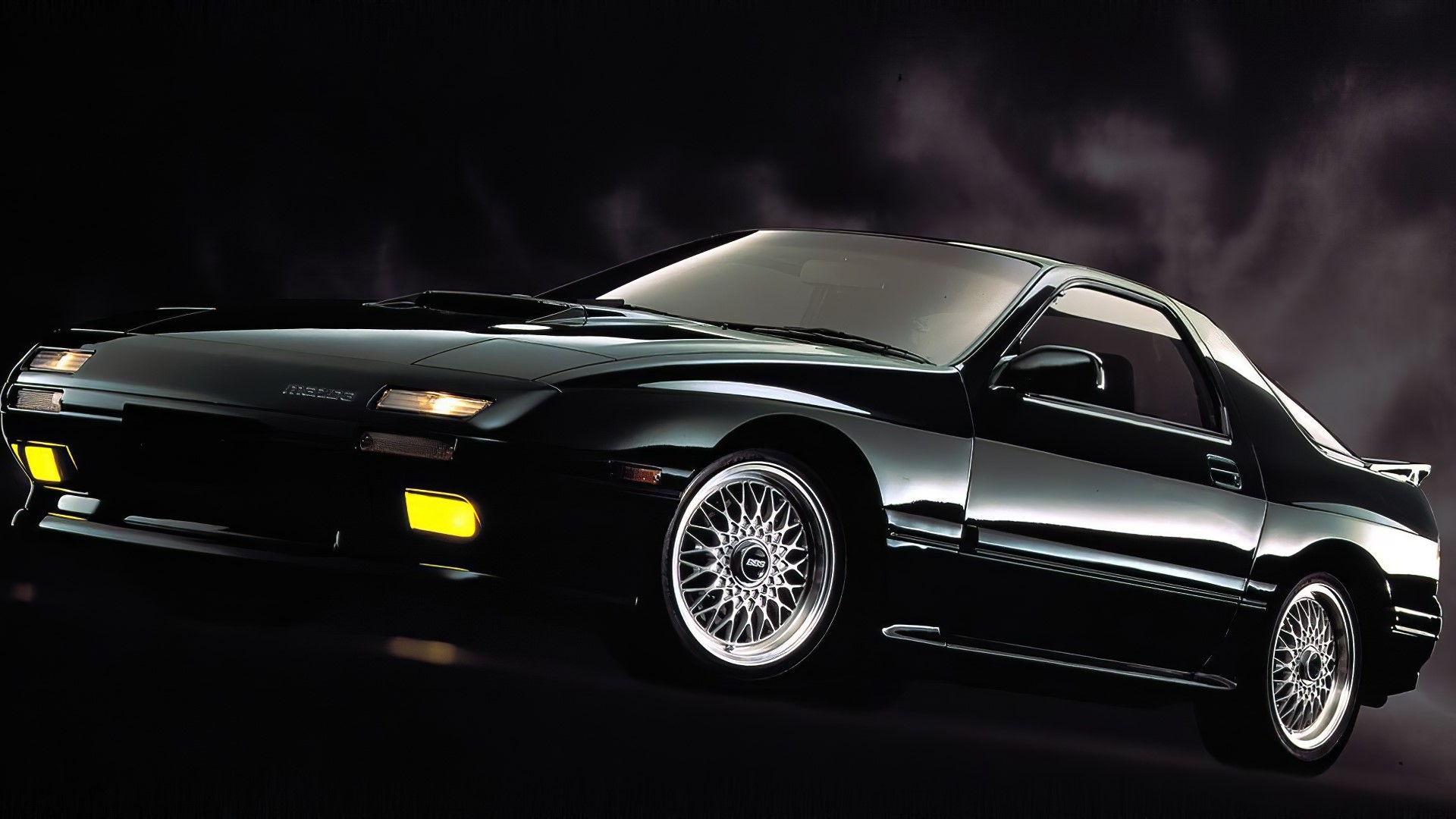 Black Mazda RX-7 FC with BBS wheels HD Wallpaper