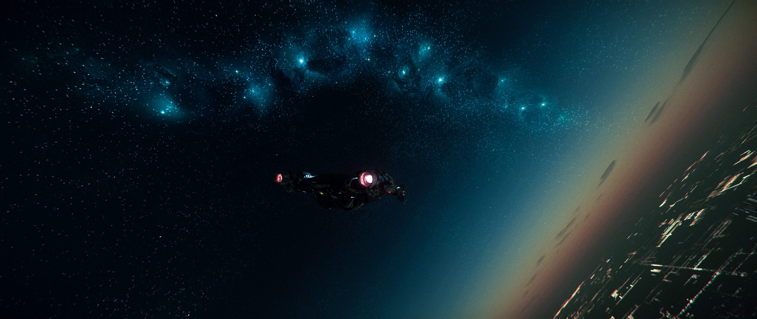 Star Citizen Cutlass Black spaceship in space near planet HD Wallpaper
