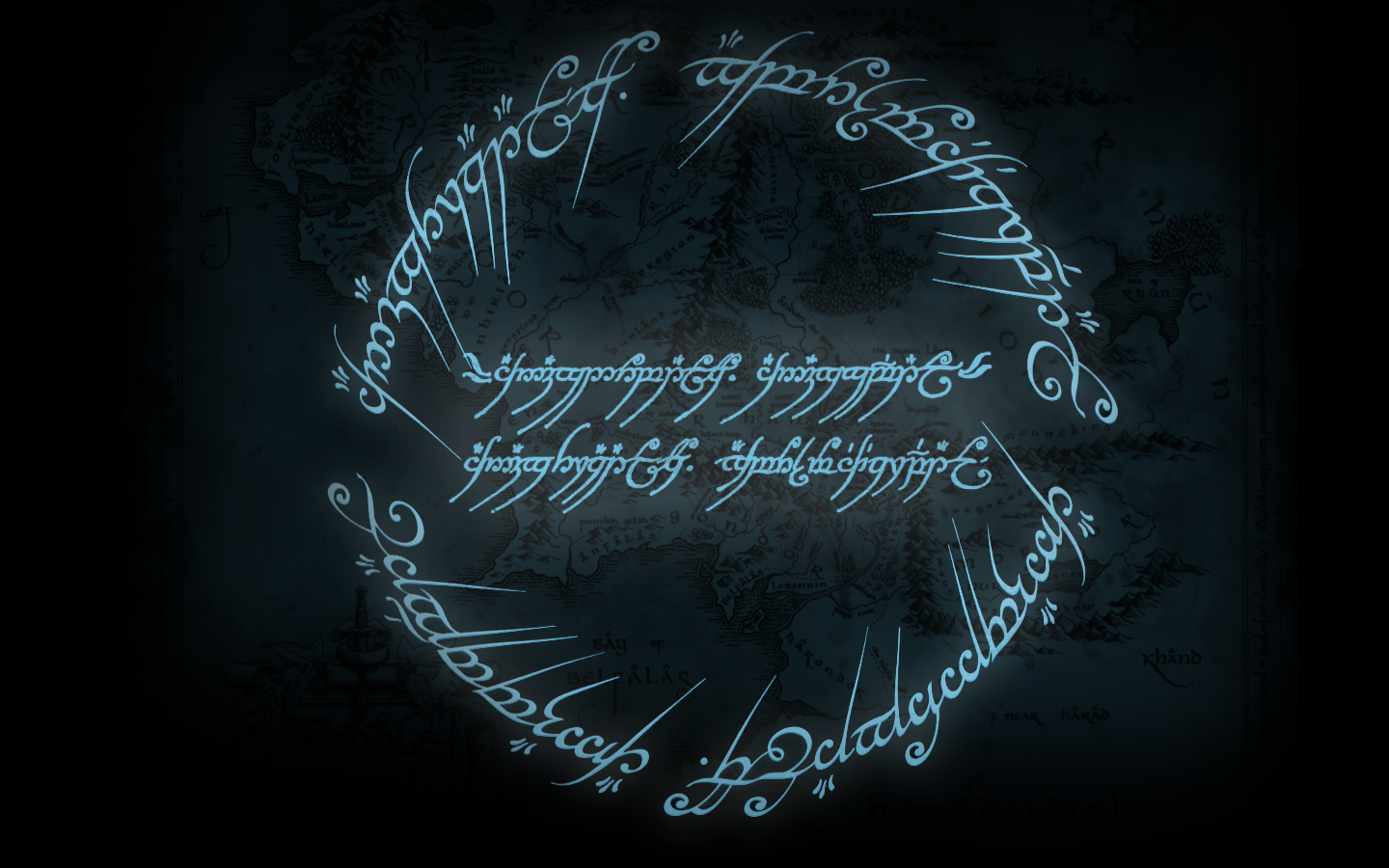 The Lord of the Rings Elvish script on a map HD Wallpaper