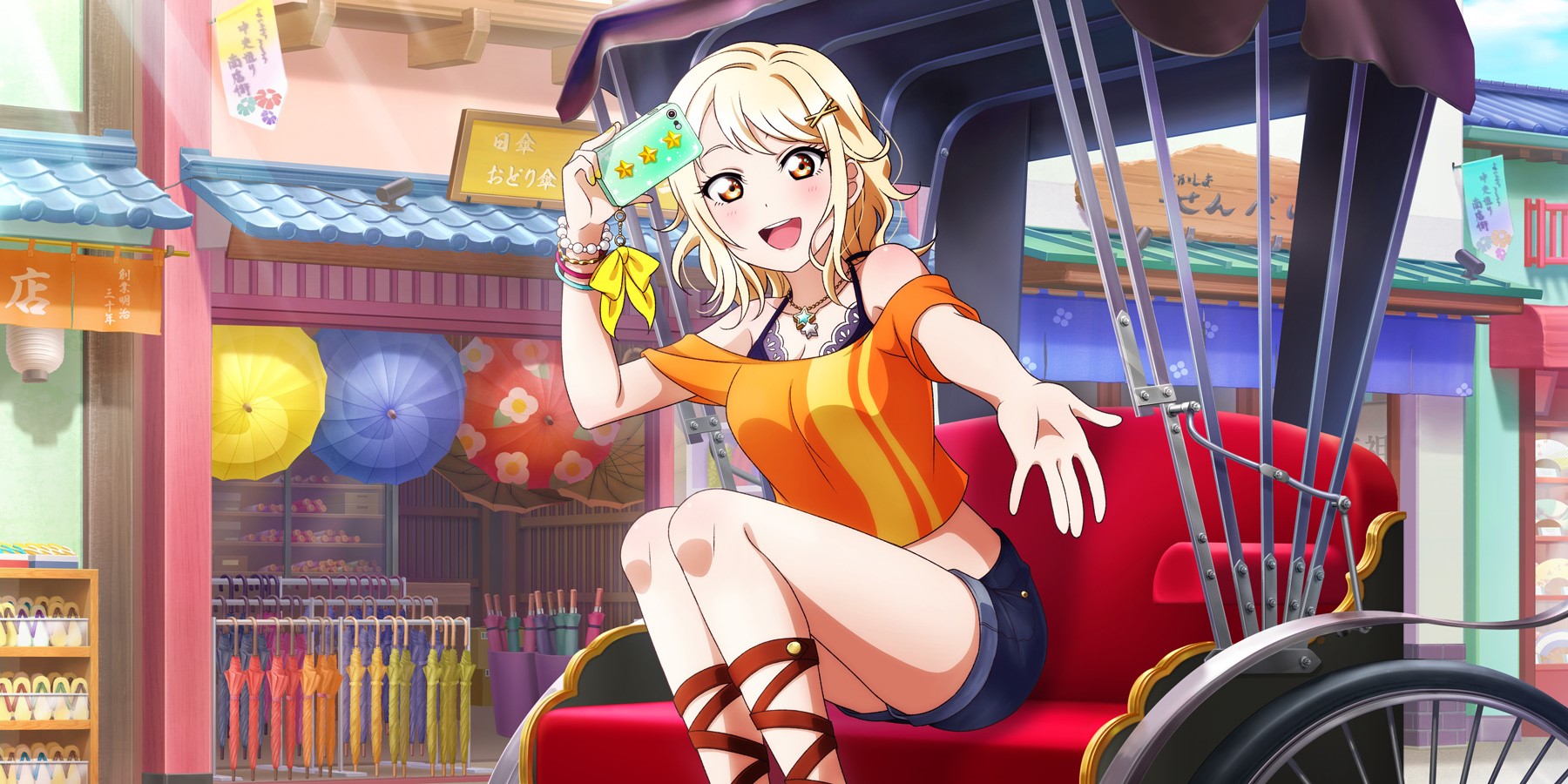 Mari Ohara from Love Live! Sunshine!! in a rickshaw HD Wallpaper