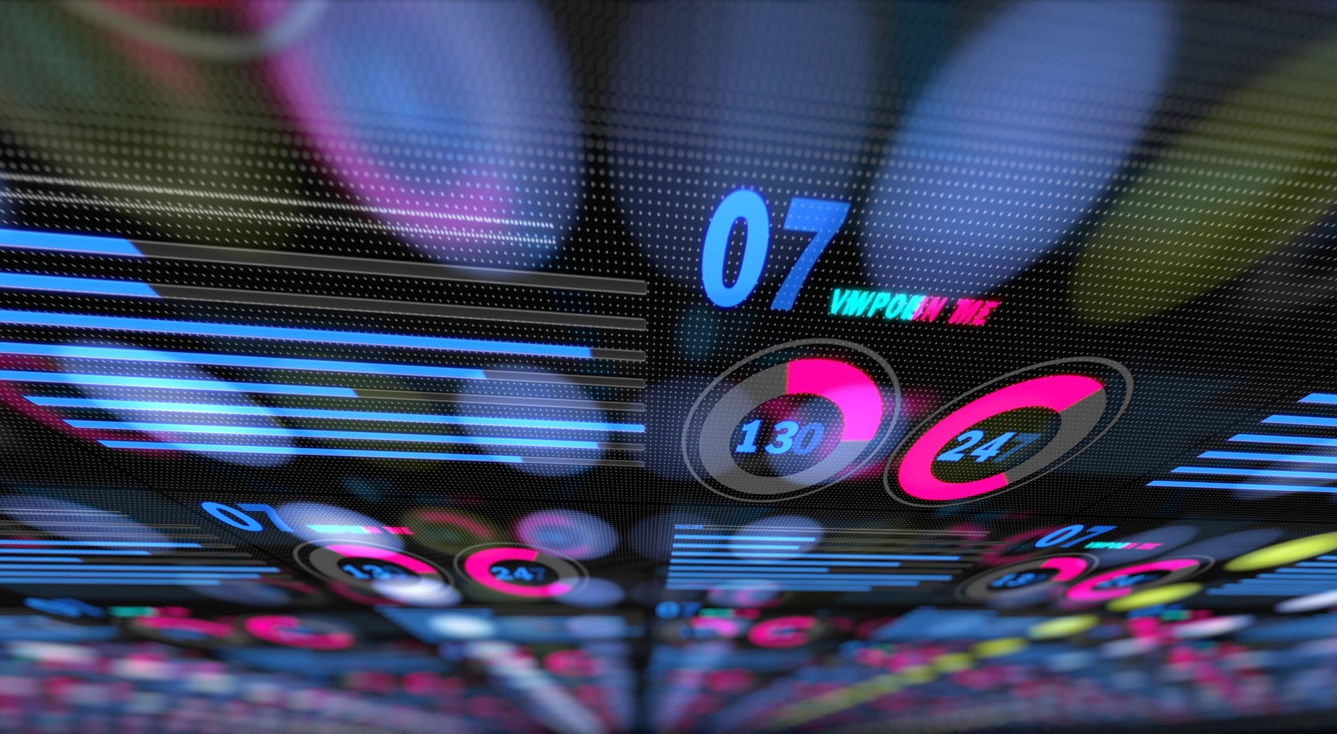 Digital HUD with graphs and numbers HD Wallpaper