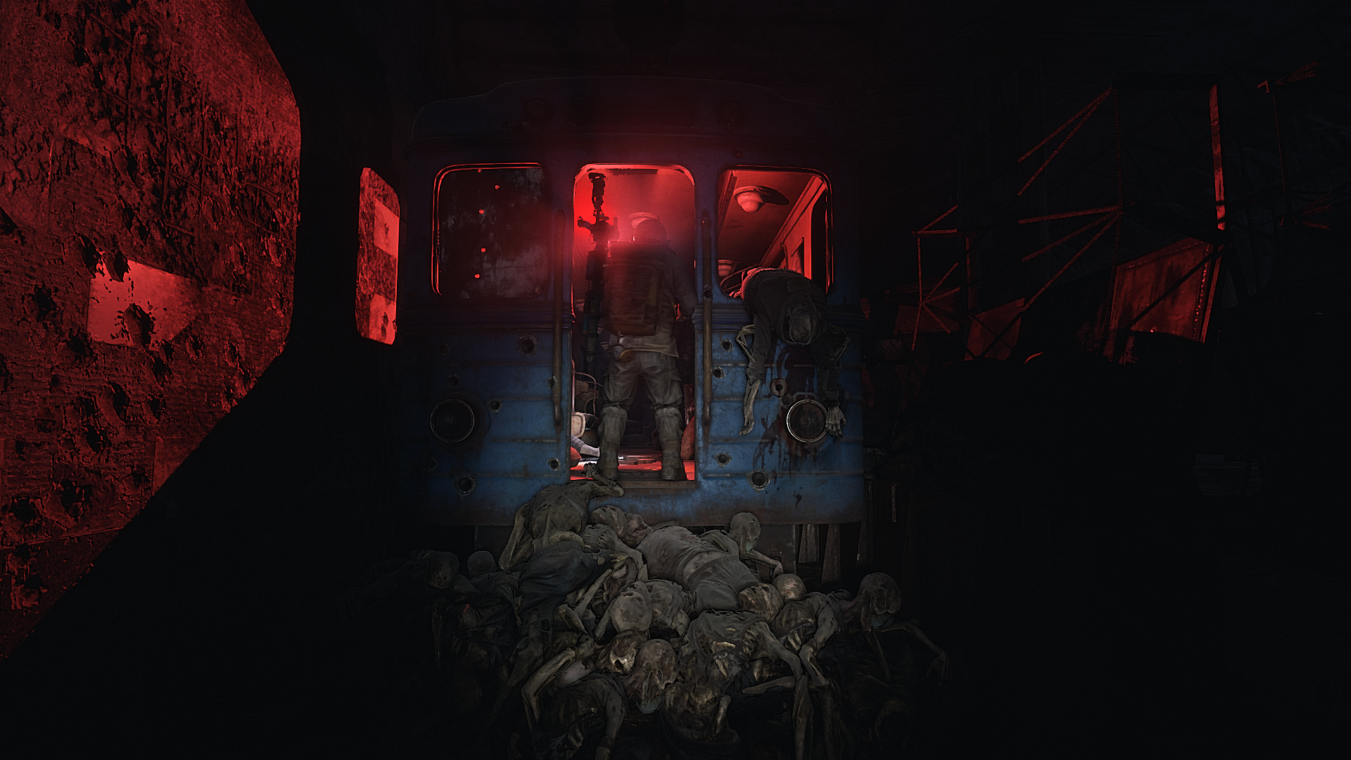 Artyom from Metro Exodus in a dark subway car HD Wallpaper