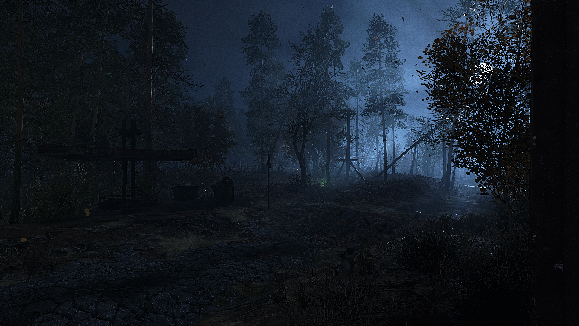 Artyom from Metro Exodus in a dark forest at night HD Wallpaper