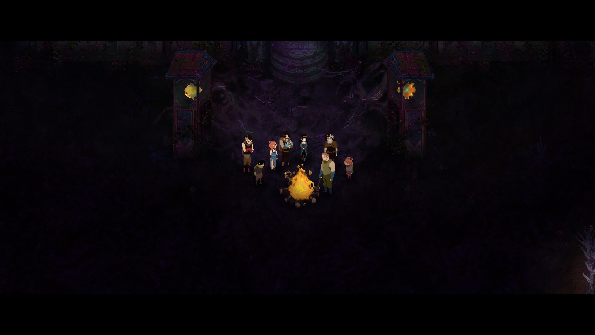 Children of Morta characters around a campfire HD Wallpaper