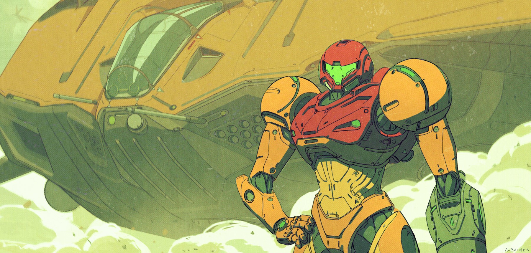 Samus Aran from Metroid with a spaceship HD Wallpaper