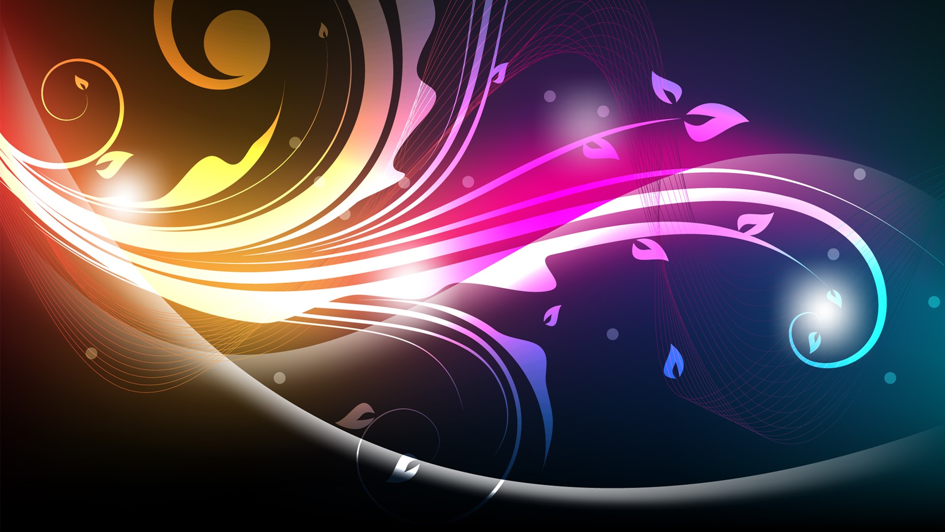 Colorful abstract floral pattern with glowing light effects HD Wallpaper