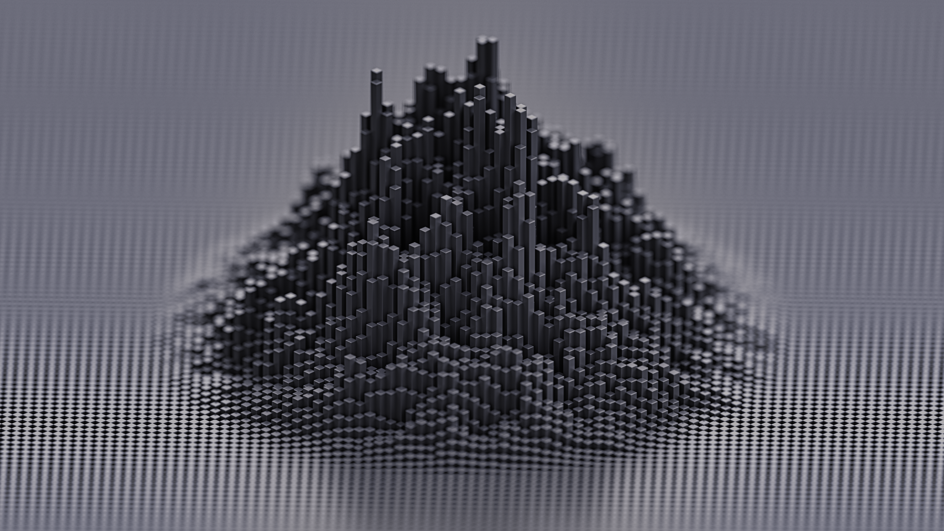 Dark 3D Abstract Landscape with Cubes HD Wallpaper