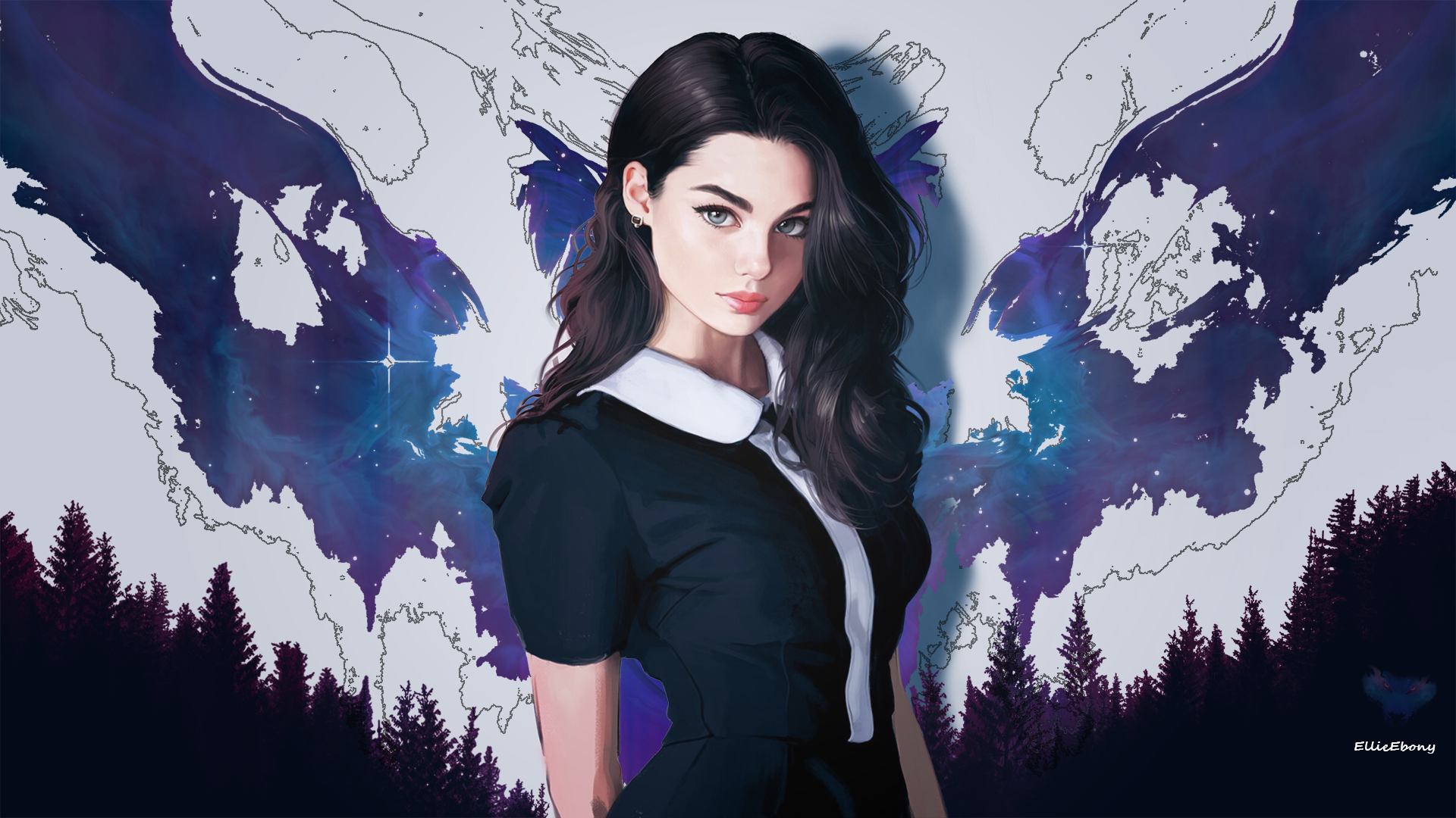 Bogdana Kadritskaya portrait with cosmic background HD Wallpaper
