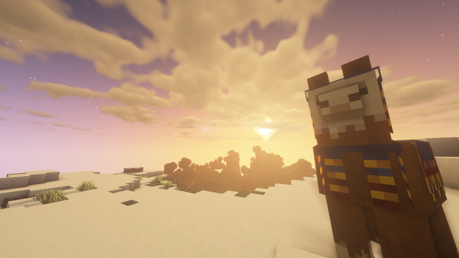 Minecraft llama at sunset HD Wallpaper