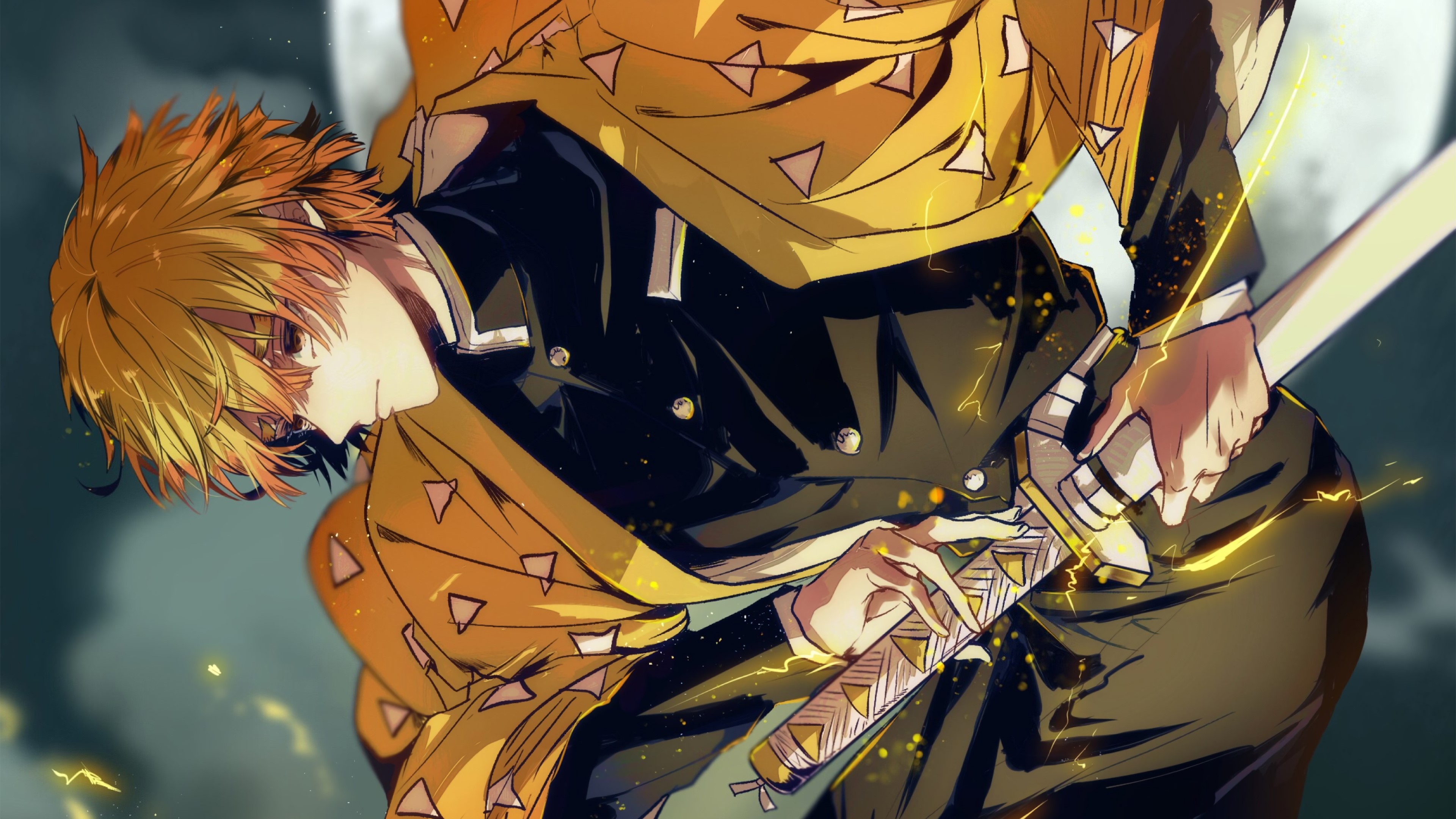 Zenitsu Agatsuma from Kimetsu no Yaiba HD Wallpaper