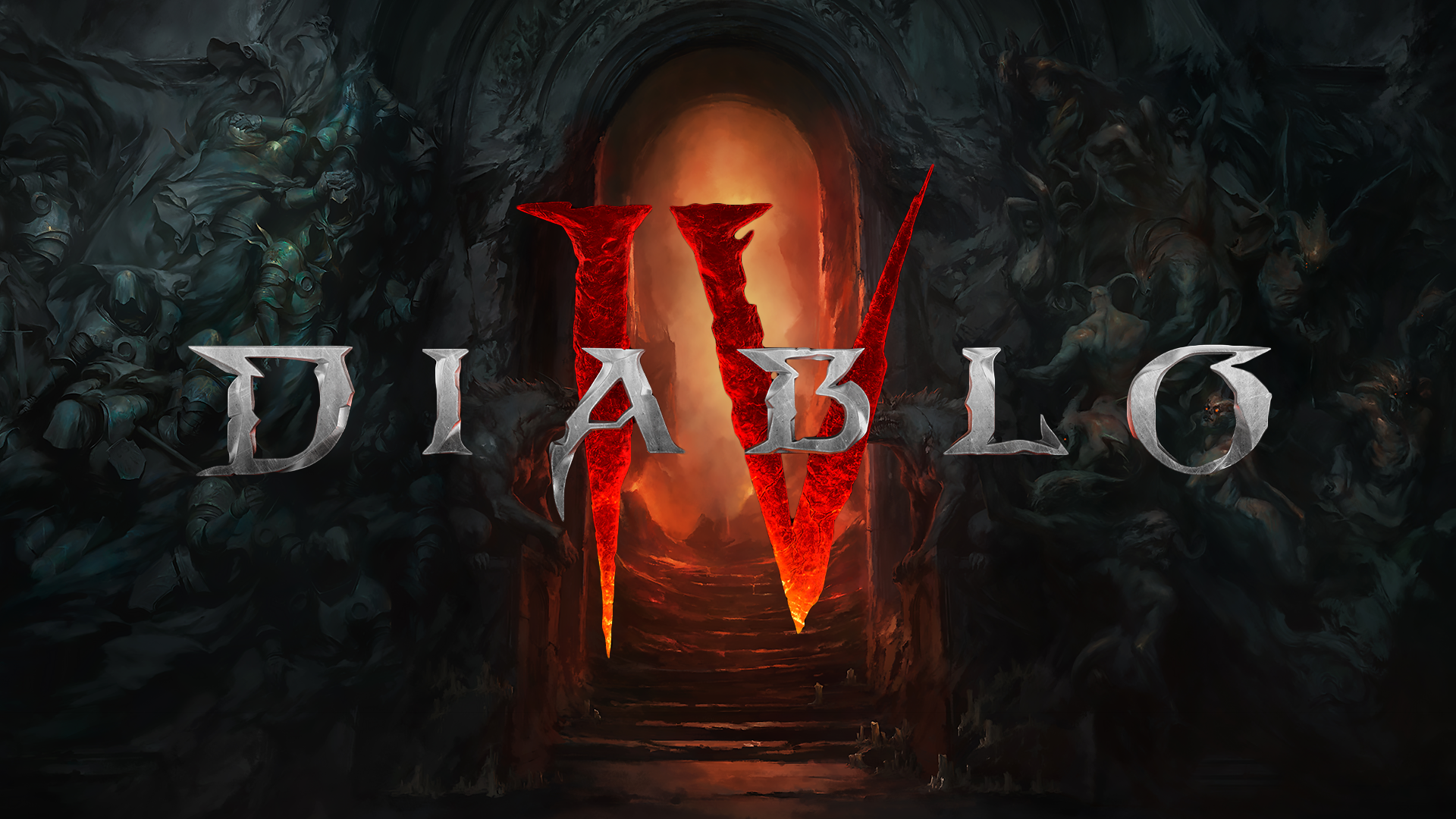 Diablo IV logo with hellish background HD Wallpaper