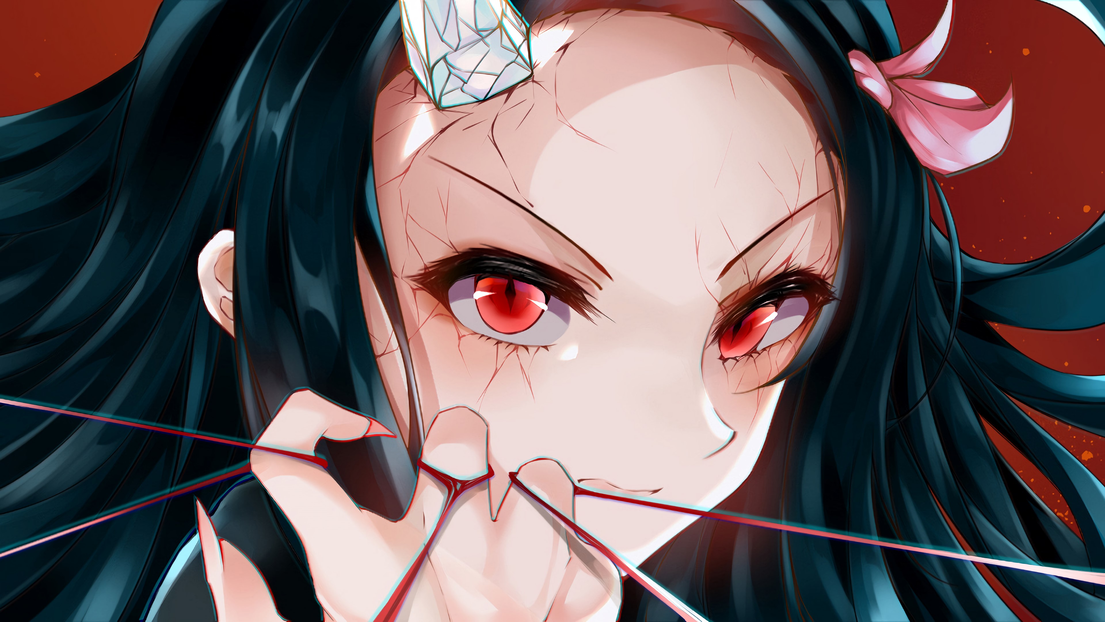 4K Kimetsu no Yaiba Kamado Nezuko Close-Up HD Wallpaper
