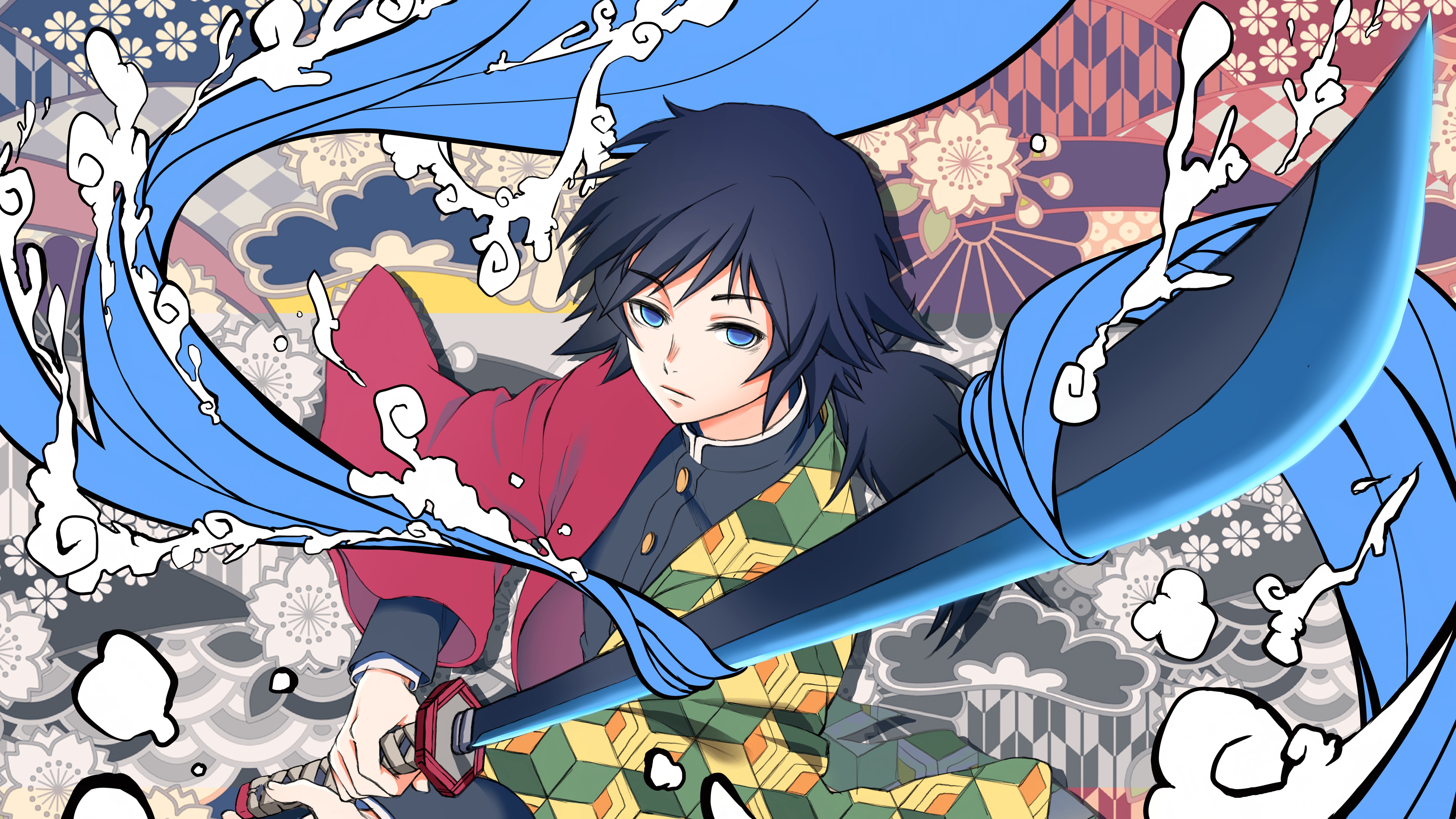 Giyu Tomioka from Demon Slayer holding a sword HD Wallpaper